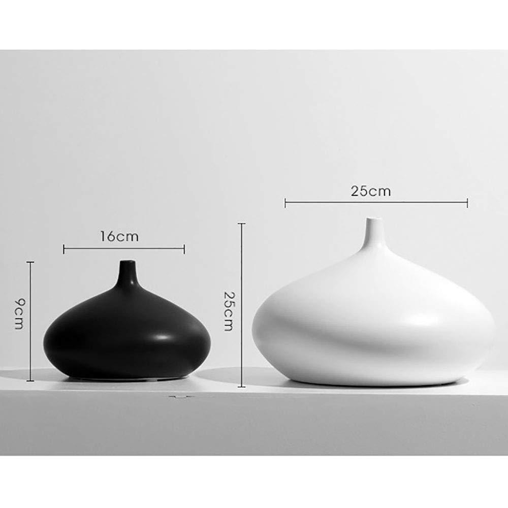 Lllunimon Modern Ceramic Vase Black and White Simple Decoration Living Room Home Decor Table Top Vase for Floral,2 pcs