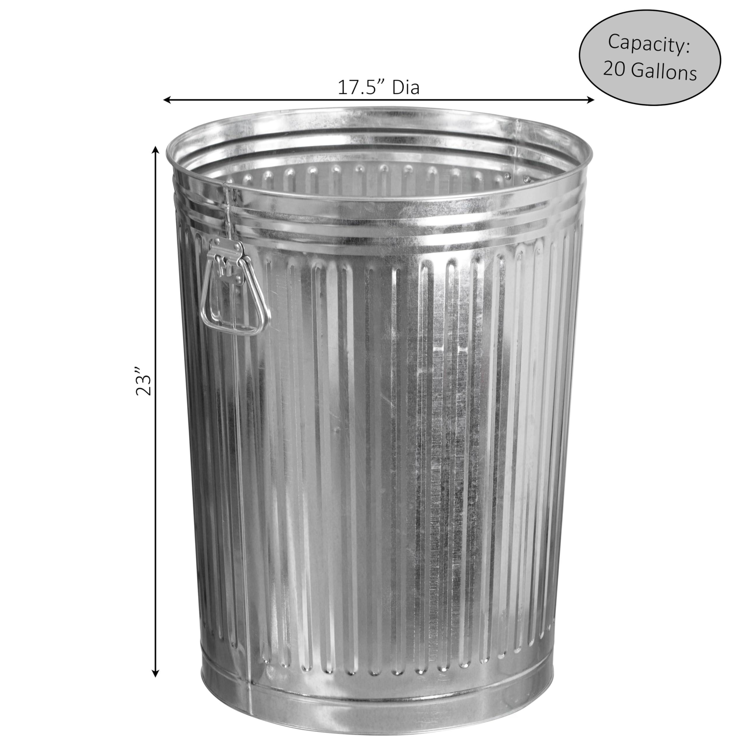 Gardenised Gardenised Round Galvanized Steel, 20 Gallon Trash Can with Secure Lid - Durable Metal Bucket for Backyard, Lawn, Garden and Yard Use - Weather-Resistant Garbage Can for Indoor and Outdoor, 17.75-inch
