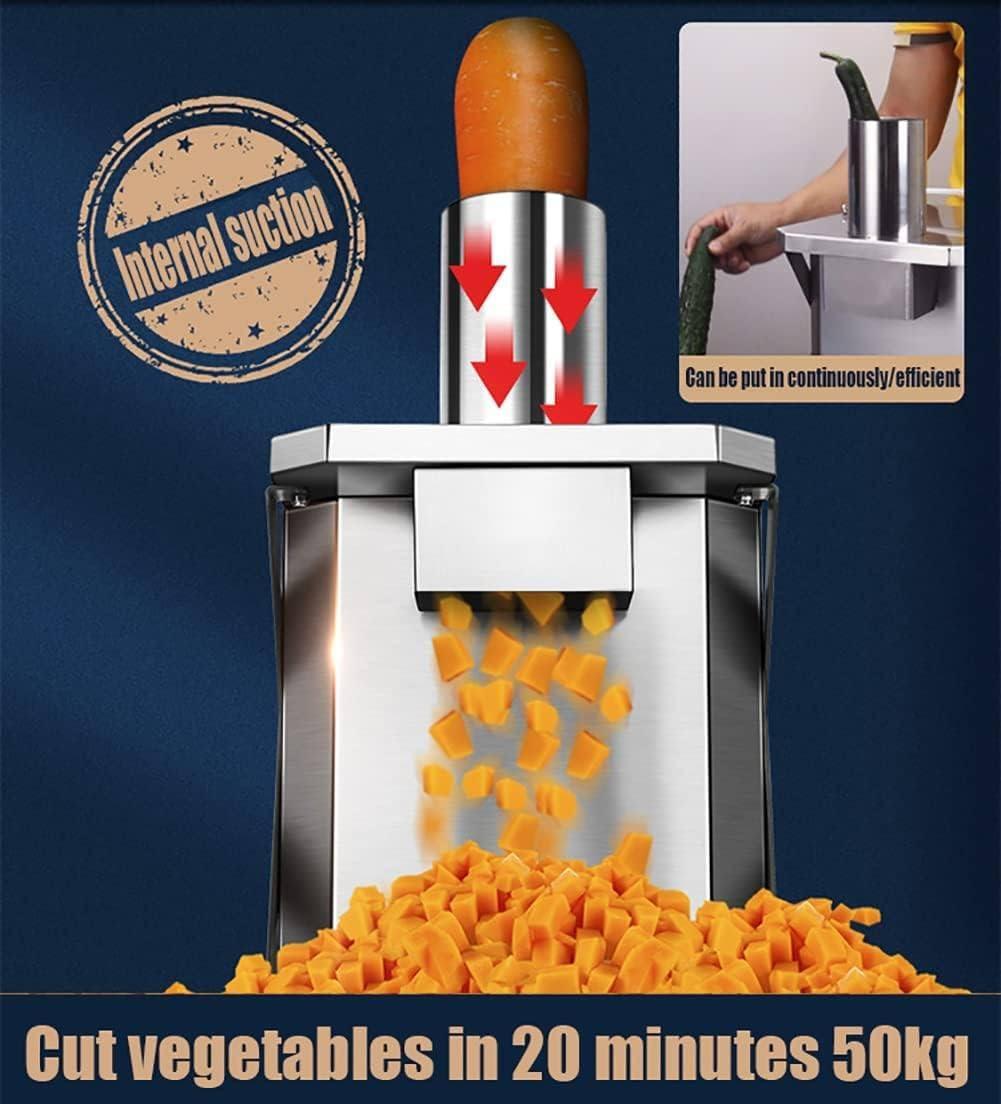 MOXAC 2 in 1 Electric Vegetable Dicer and Slicer Machine Commercial 200W Vegetable Chopper Dicer Shredder Electric Onion Dicer Electric Fruit Dicer Chopper with 6/8/10/12/15mm Blades