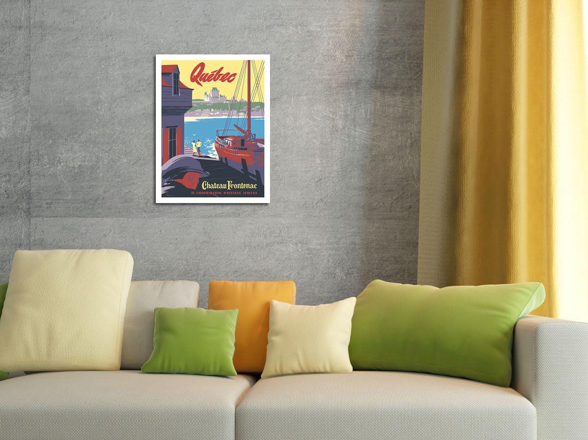 Pacifica Island Art Chteau Frontenac - Quebec Canada - Canadian Pacific Hotel - Vintage Travel Poster by Peter Ewart c.1947 - Fine Art Matte Paper Print (Unframed) 30x44in