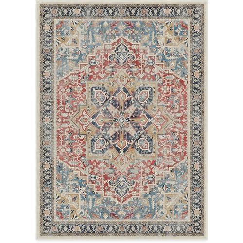 RUGGABLE RUGGABLE Kamran Washable Rug - Perfect Washable Area Rug for Living Room, Bedroom, Kids Room, Nursery - Stain & Water Resistant, Non-Slip, Pet & Child Friendly - Cayenne Red 10'x14' (Cushioned Pad)