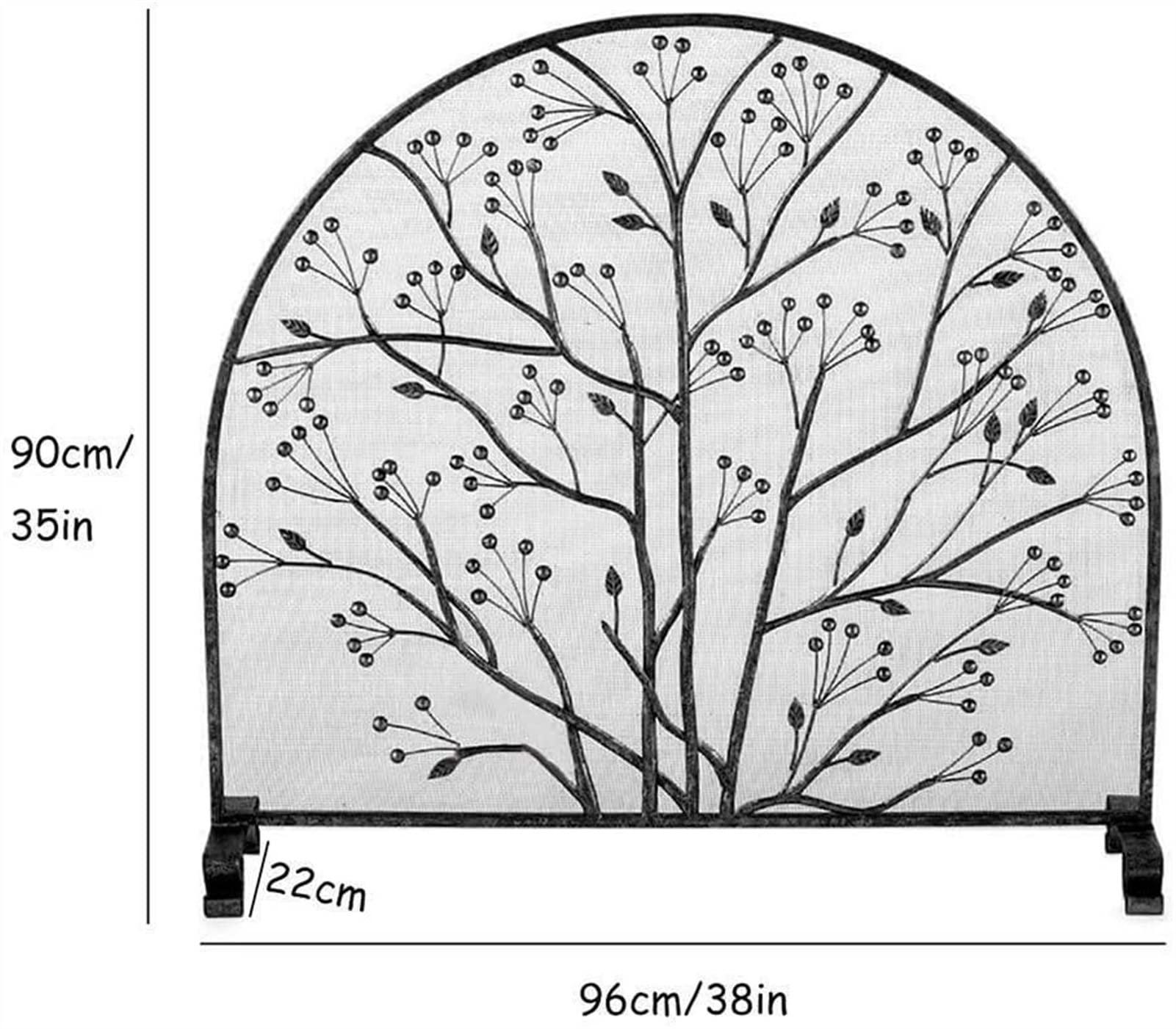 OPiCa Fireplace Screen Screen Fire Guard Fireplace Screen Decorative Single Panel Wrought Iron Fireplace Screen, Baby Safe Fireplace Fence Spark Guard Cover,Outdoor Metal Decor Mesh,3538in (#1) Marria