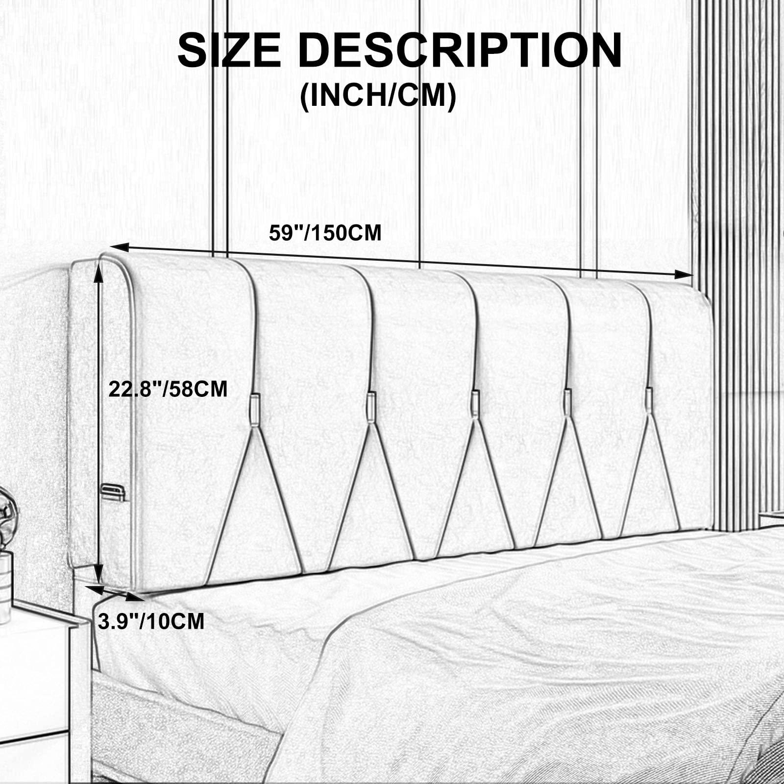 ZZYY Bed Headboard Queen Size Tufted Button Upholstered Headboard Modern Wipeable Technical Cloth Full Size Headboards for Home Bedroom - Back Tape Installation,Deep grey,59"/150cm(Queen)