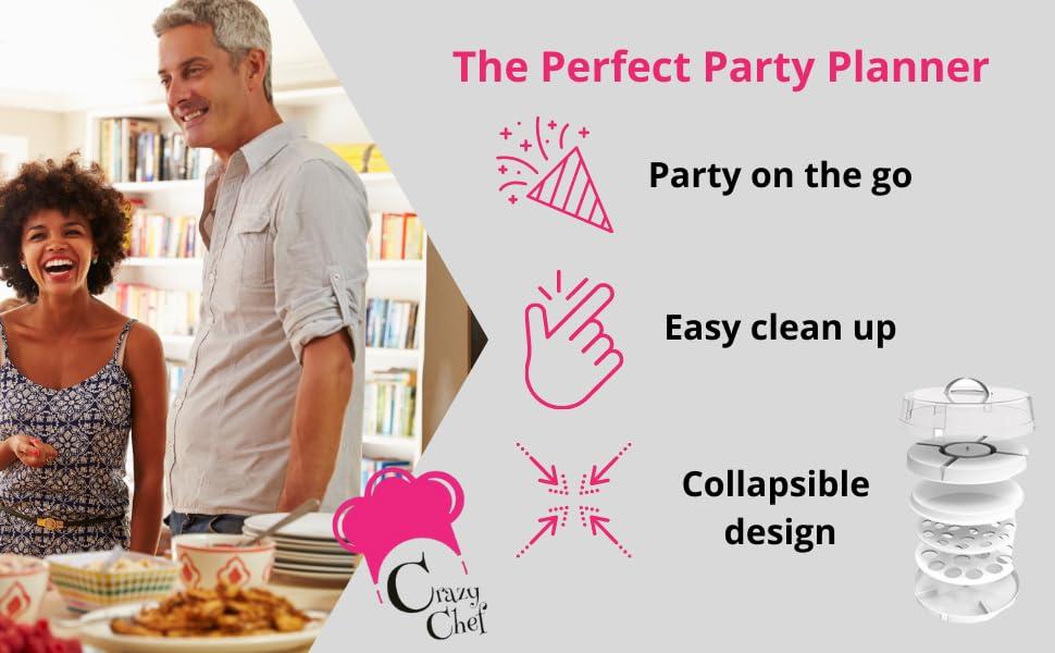 Crazy Chef Crazy Chef Premium 6 in 1 Cupcake Carrier with Lid Collapsible Portable BPA-Free Cake Carrier With Lid and Handle- Cupcake Carrier - Deviled Egg Carrier with Lid - Pie Carrier