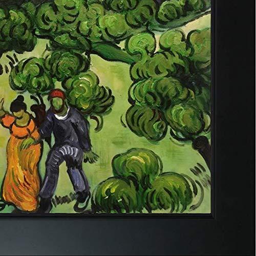 overstockArt overstockArt Landscape with Couple Walking and Crescent Moon by Van Gogh Canvas with New Age Wood Frame, Black Finish