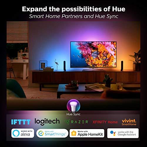 PHILIPS Philips Hue White and Color Ambiance LED Smart Light Bulb Starter Kit, 3 A19 Smart Bulbs & 1 Hue Hub (Works with Alexa, Apple HomeKit & Google Assistant)