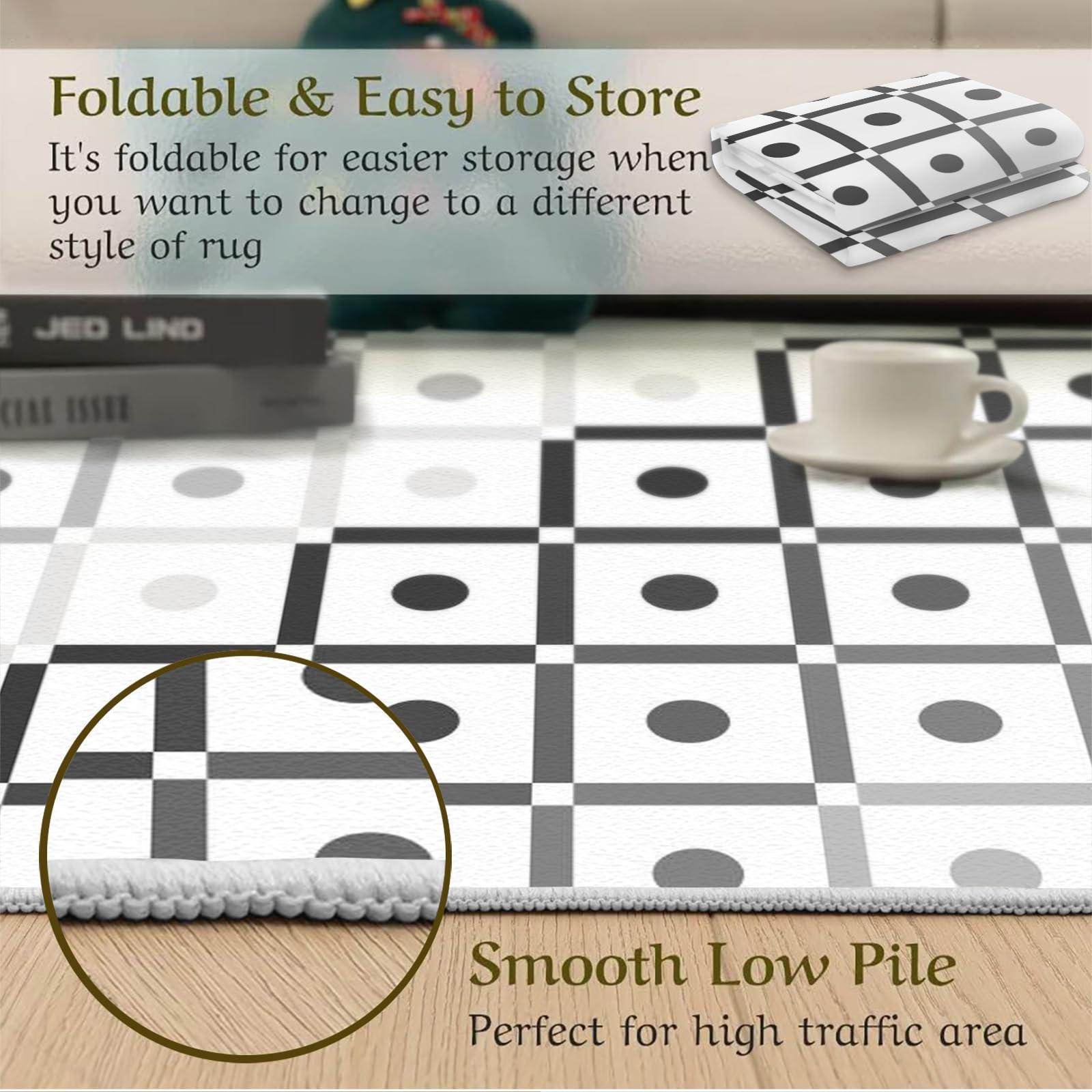 BUPEKEQ BUPEKEQ Classroom Rug 8x10 Bohemian Lines Living Room Rug, Gradients Geometric Plaid Retro Rug, Front Door Decor Rug Machine Washable Non Shedding Non Slip Low Pile for High-Traffic Living Room