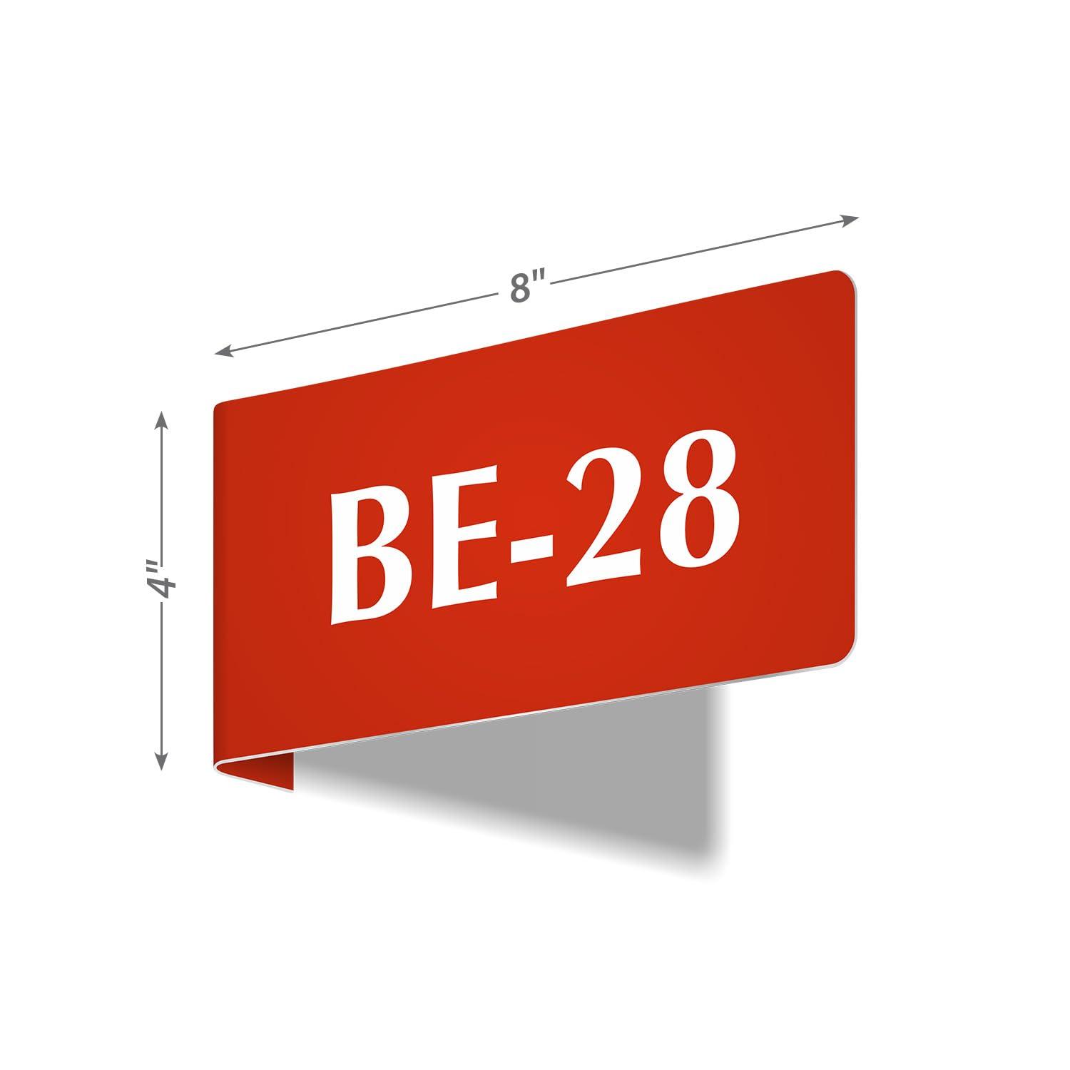 SmartSign SmartSign Horizontal Warehouse Aisle Sign - Custom, 4 x 8 inch, 2-Sided L-Shaped Engraved Markers for Racks/Shelves/Walls/Corridors, ABS Plastic, Pre-drilled Holes, Choose Color, Made in USA