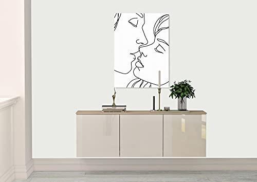 INTALENCE ART INTALENCE ART Couple Kiss Line Drawing Wall Art Decor Modern Minimalist Print on Canvas, 24x32 inches Romantic Lovers Picture Home Decor,Unique Black and White Living Room and Bedroom Poster Decoration. Classic Wrapped Artwork. Easy and Ready to Hang