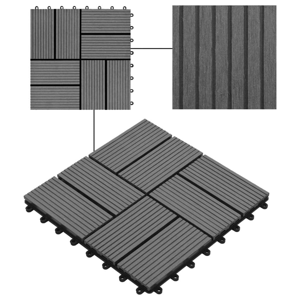 vidaXL vidaXL Decking Tiles WPC 11.8"x11.8" Water-Resistant, Interlocking, Gray, Suitable for Patios, Balconies, Bathrooms, Pool, and Spa Areas, Easy to Install - 11 Pieces Set Covering 1 sqm