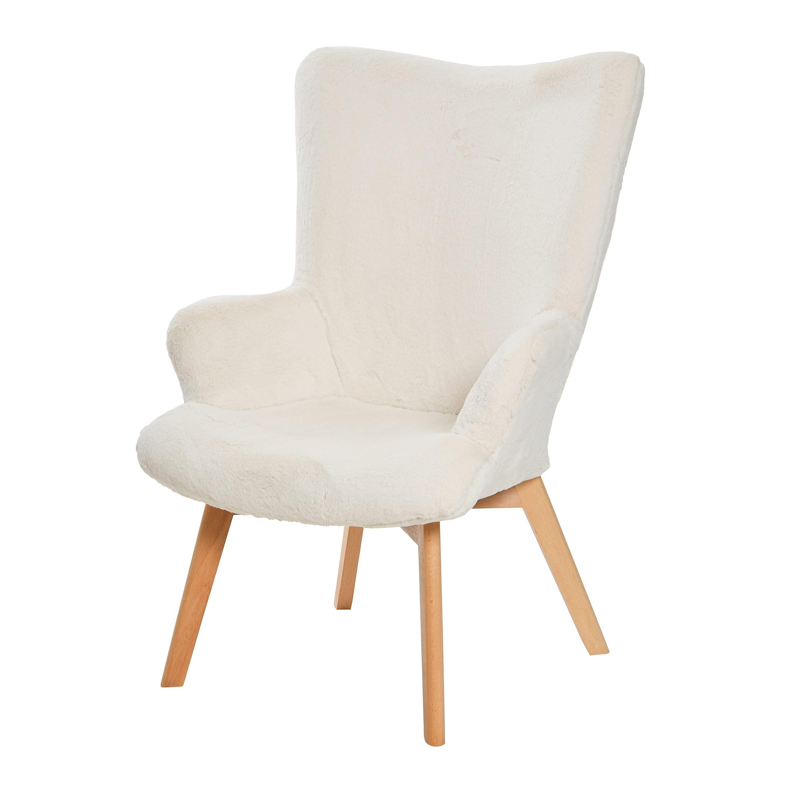 Creative Co-Op Creative Co-Op Plush Wingback Chair, White