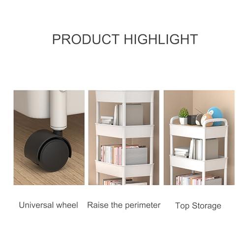 XTRYBHD XTRYBHD Compact Bookcase for Classroom, Library Reading Book Shelf, Storage Shelves with Lockable Wheels, Compact Kitchen Trolley for Narrow Spaces (Size : 5 Layers of Storage)