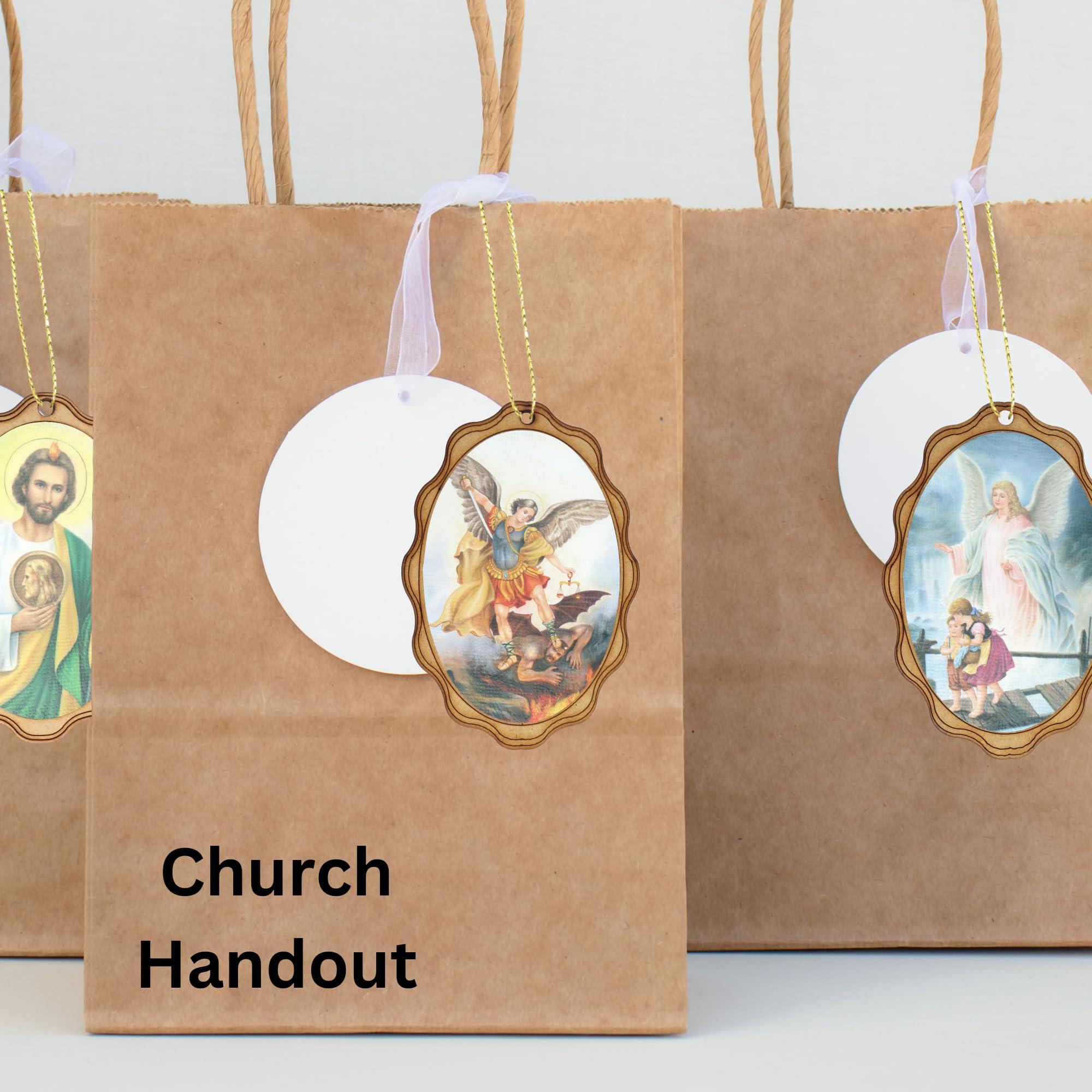 Needzo Needzo Religious Wooden Icons, Assorted Miniature Catholic Figures, Perfect Church Handout, 7 by 5 Centimeters, (Pack of 14)