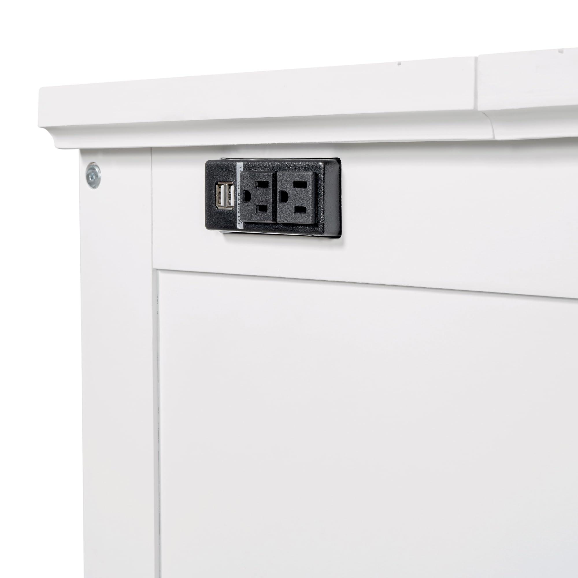 Hlcodca Hlcodca Murphy Cube Cabinet Bed with USB Charging Station, Solid Pine Murphy Bed Cabinet with Large Drawer, Queen Size Bed Frame for Guest Room, Home, Office (White-k)