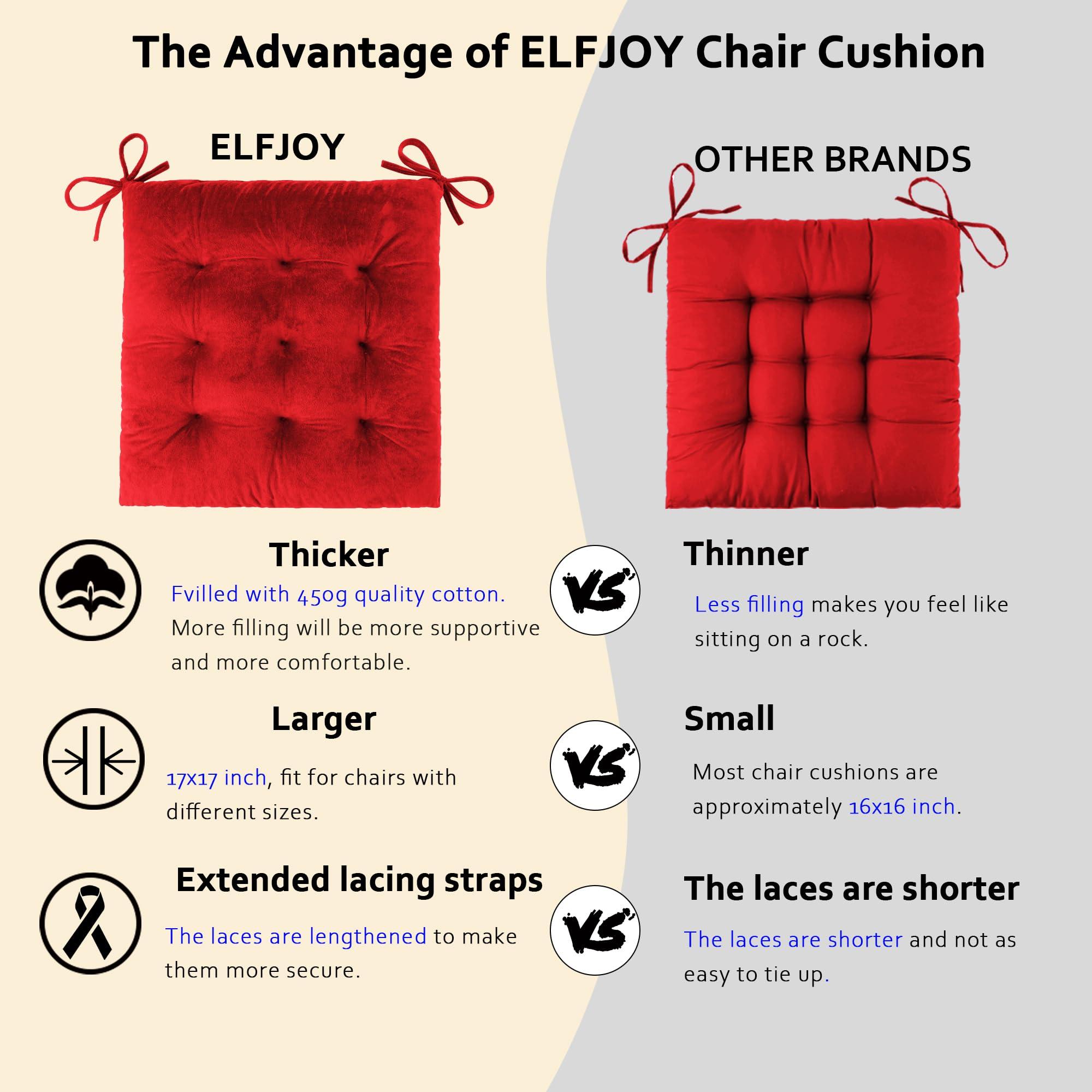 ELFJOY ELFJOY Rocking Chair CushionS Rocking Chair Pads for Wooden Rocking Chair Cushion for Rocking Chair Premium Tufted Back and Seat Cushion 2 piece Set (Red)