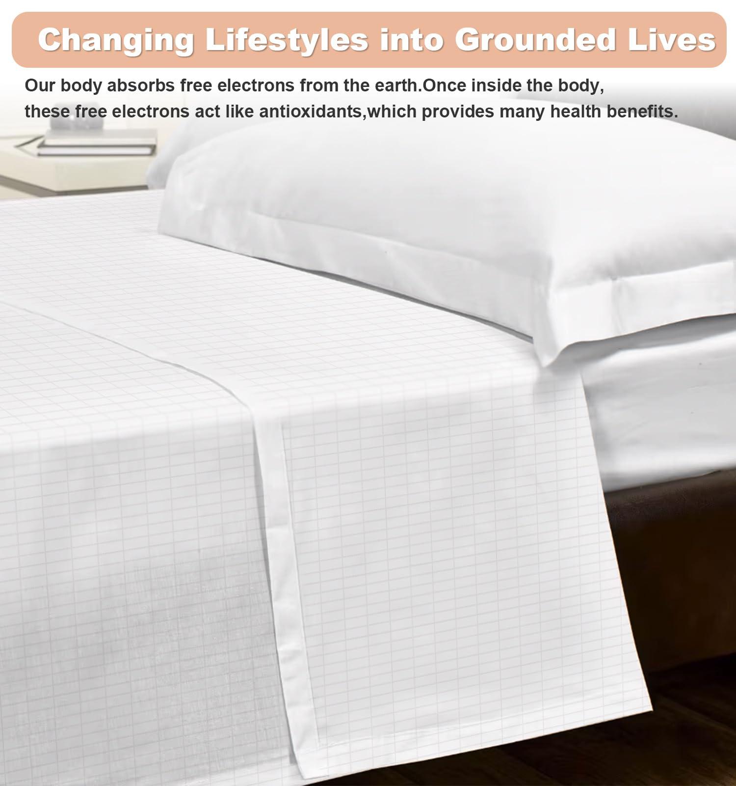 NIULAFR NIULAFR Grounding Sheets - 95% Nature Cotton +5% Silver Fiber - with Grounding Cord, Keep Good Sleep - Natural Healthy