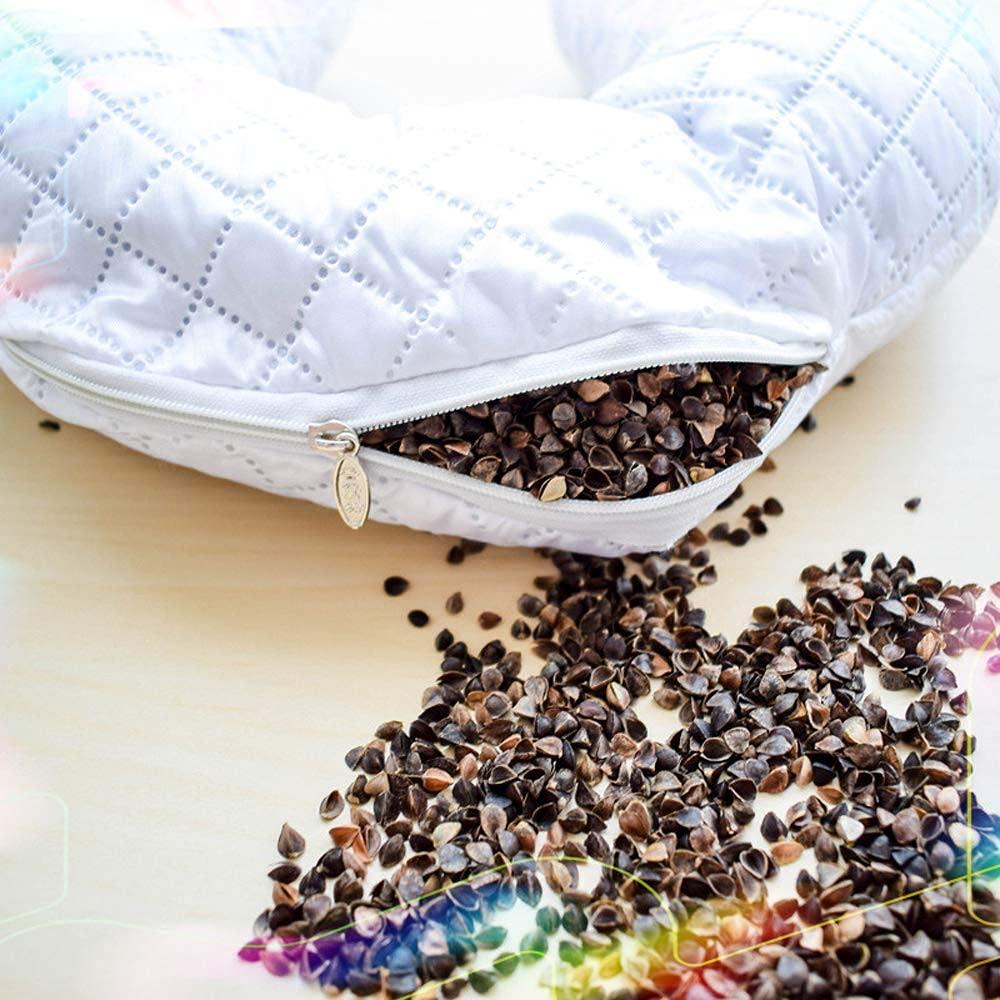 Edomi Edomi Buckwheat Neck Pillow for Sleeping U Shaped Pillow Cooling Travel Head Support Pillow for Side Sleepers Buckwheat Hulls Concealed Zipper (12x12 inch,Macaron Light-Tan)