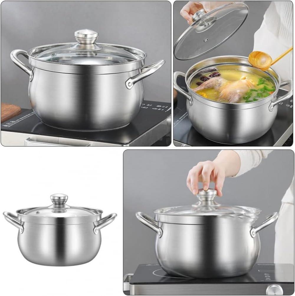 LRTYZBD LRTYZBD Stainless Steel Saucepan Stainless Steel Saucepan Stainless Steel Cookware Stockpot Induction Pot with Lid Kitchen Soup Pot Nonstick Stockpot 5L for Home Cooker Oven Pans Oven Pans