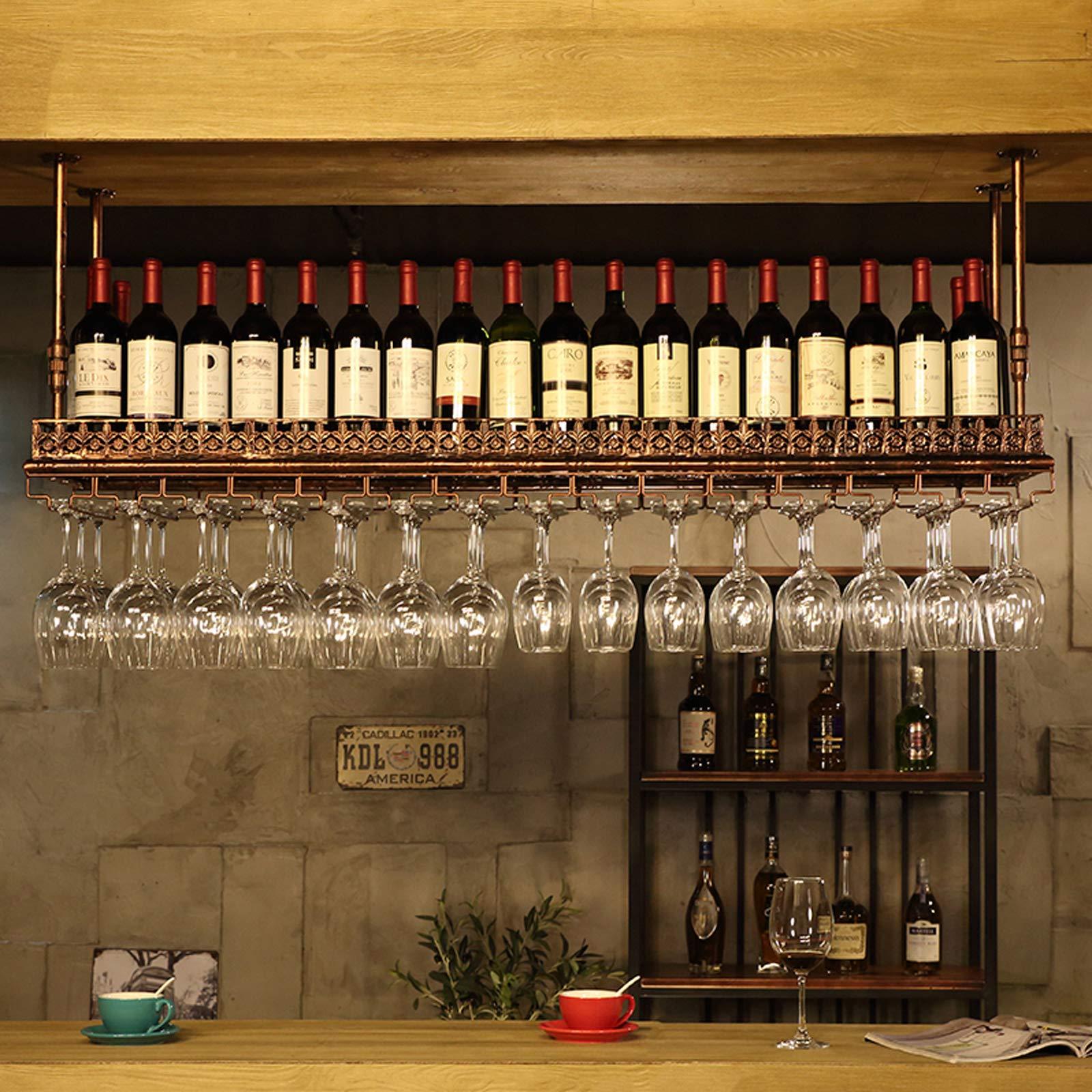 AZMANI AZMANI Wine Racks Adjustable Height Industrial Wall Mounted Glass Rack Metal Iron Hanging Wine Glass Holder,White,60x35cm