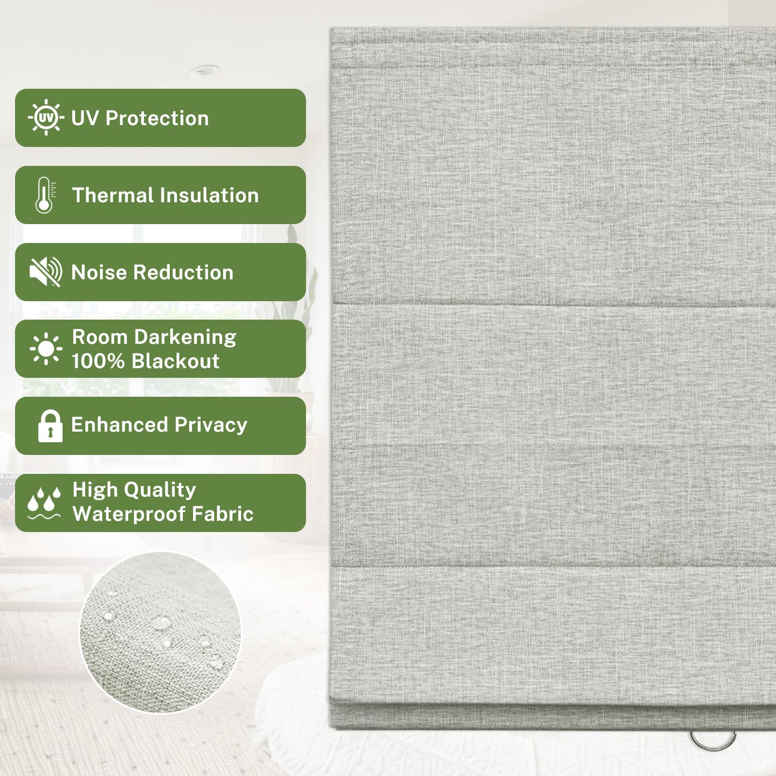 MiLin MiLin Cordless Roman Shades for Windows - Blackout Roman Shades, Waterproof Fabric Blinds Privacy Window Treatments Thermal Insulated for Home (Blackout - Beige, 59" W x 60" H)