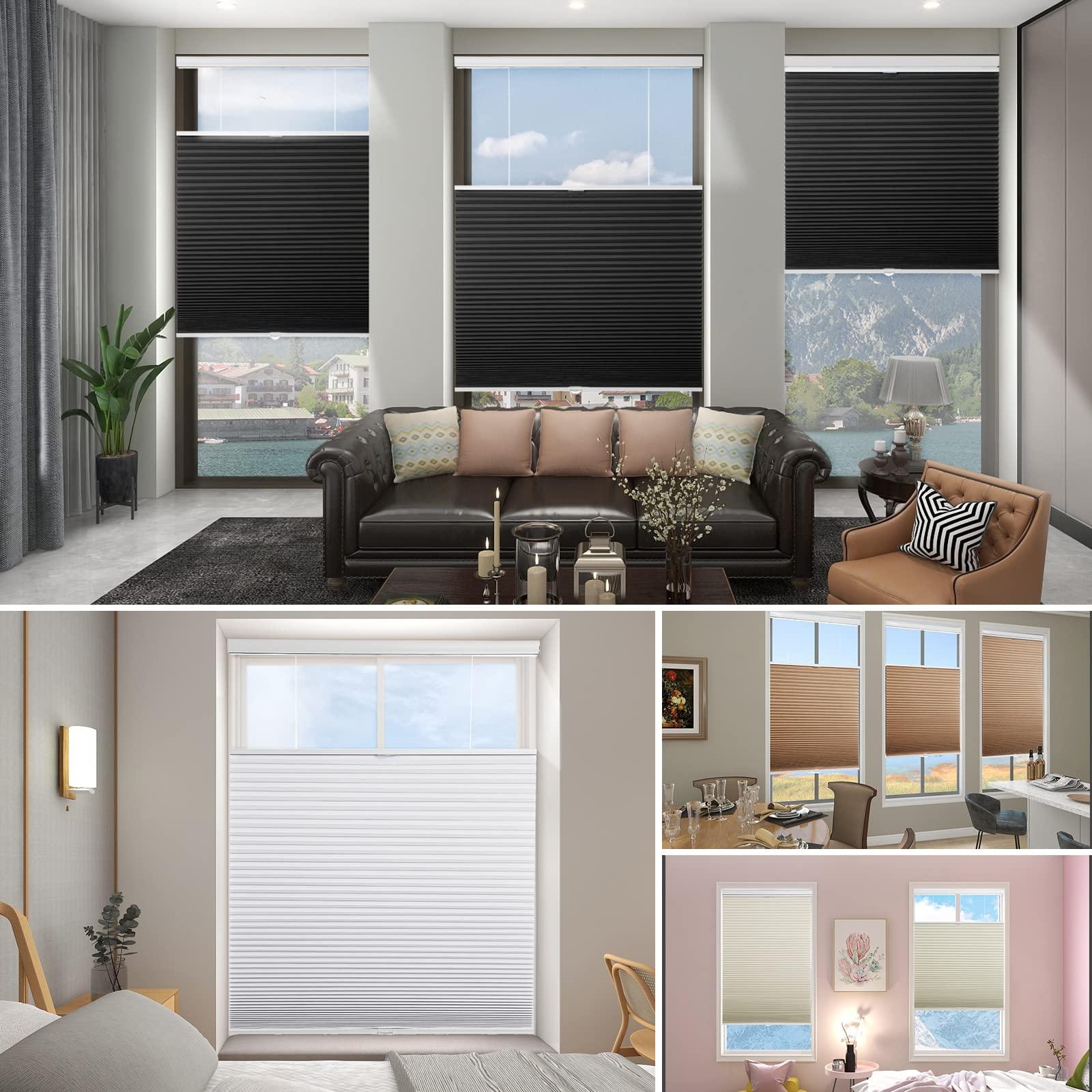 Blinhdome Blinhdome Custom Blackout Top Down Bottom Up Shades, Blinds for Windows Cordless Cellular Shades Room Darkening Blinds, 33" W x 72" H, Beige