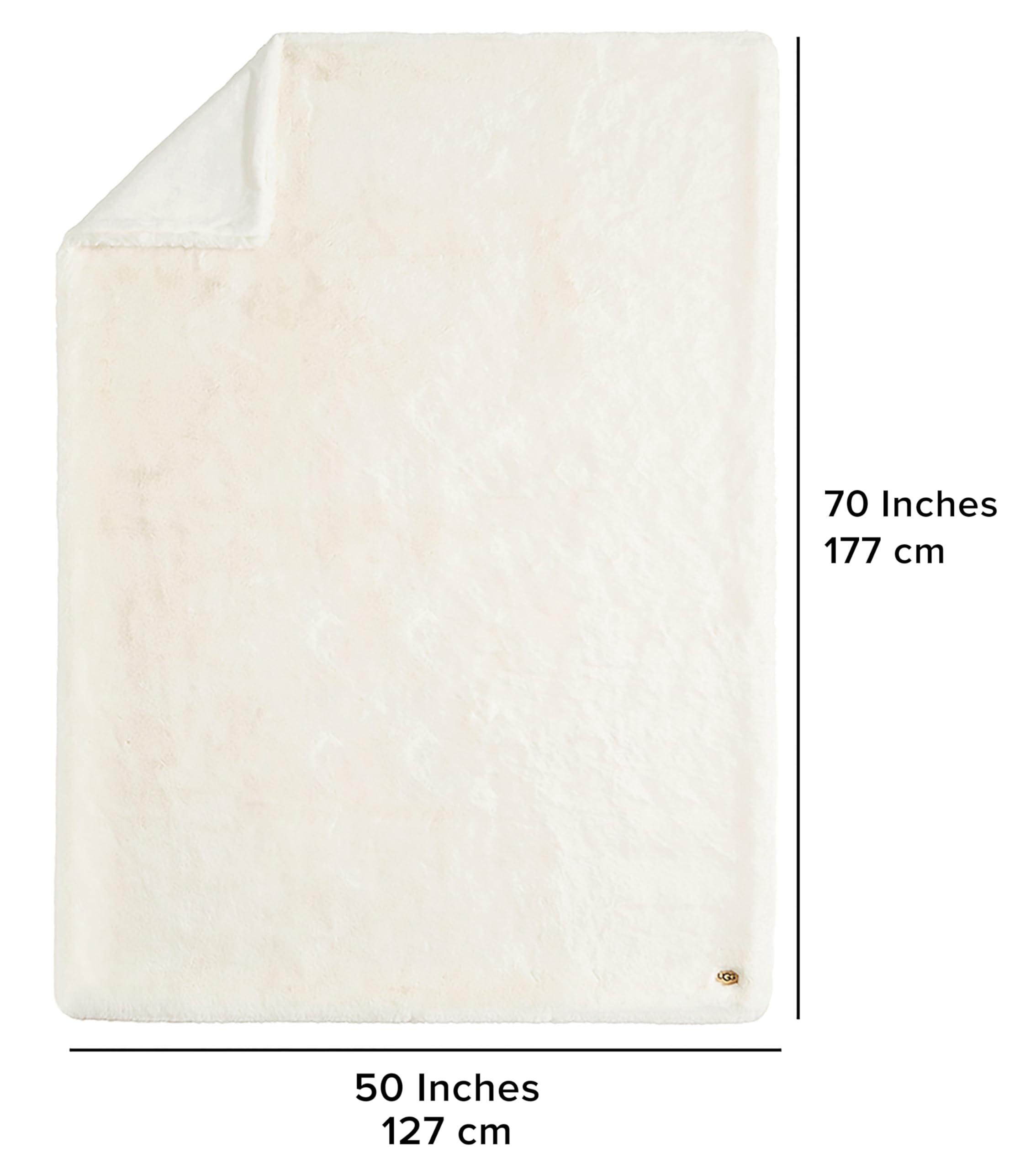 UGG UGG 16796 Euphoria Plush Faux Fur Reversible Throw Blanket for Couch or Bed Luxury Hotel Style Machine Washable Soft Cozy Home Decor Fuzzy Fluffy Sofa Blanket, 70 x 50-Inch, Snow