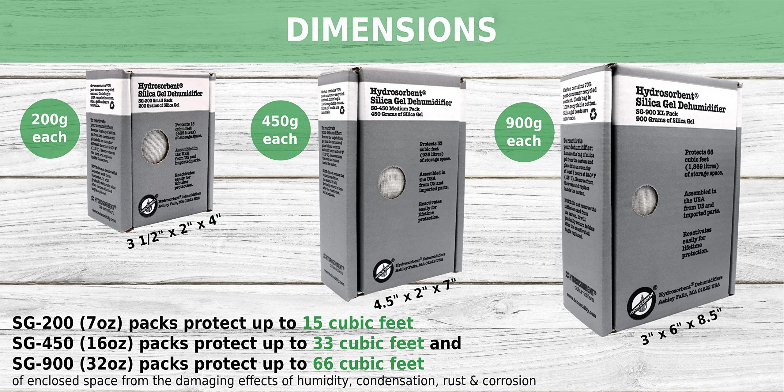 HYDROSORBENT HYDROSORBENT Gun Safe Dehumidifier Rechargeable Silica Gel 450 Gram Carton. Moisture Absorber. Reusable Desiccant Dehumidifier for Gun Safe Made in USA Silica Gel Desiccant. 1 Unit - SG450