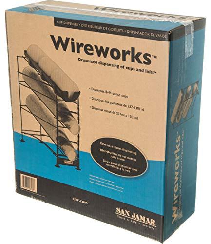 Carlisle Paddles San Jamar Wireworks Cup and Lid Dispenser Fits 8 - 44 Oz. Cups, 3 Tiers with Suction Cup Feet for Restaurants, Fast Food, And Kitchens, Plastic, 8.25 X 20.5 X 22.5 Inches, Black