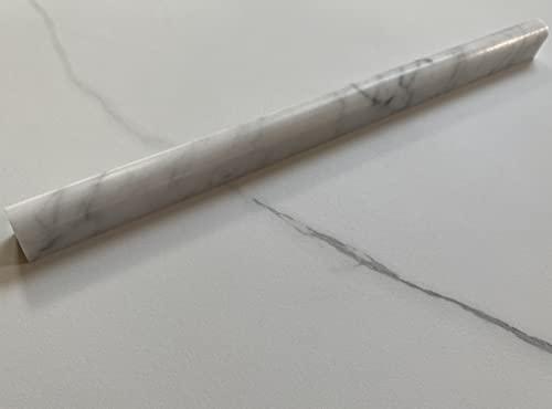 Stone Center Online Stone Center Online Carrara White Marble 5/8x12 Pencil Liner Trim Molding Polished Kitchen Bath Wall Floor Backsplash Shower (1 Piece)