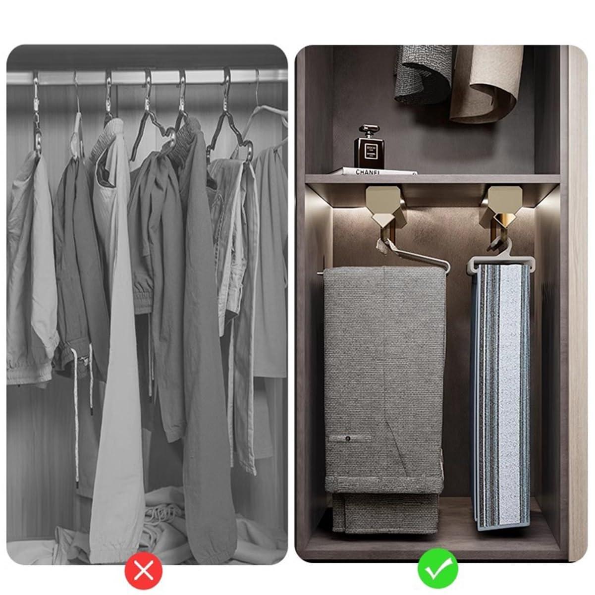 SAFWEL WUZM Pull-Out Closet Valet Rod, Adjustable Heavy Duty Steel Clothes Hanger Rail, Space Saving Multifunctional Pants Rack Clothes Organizers