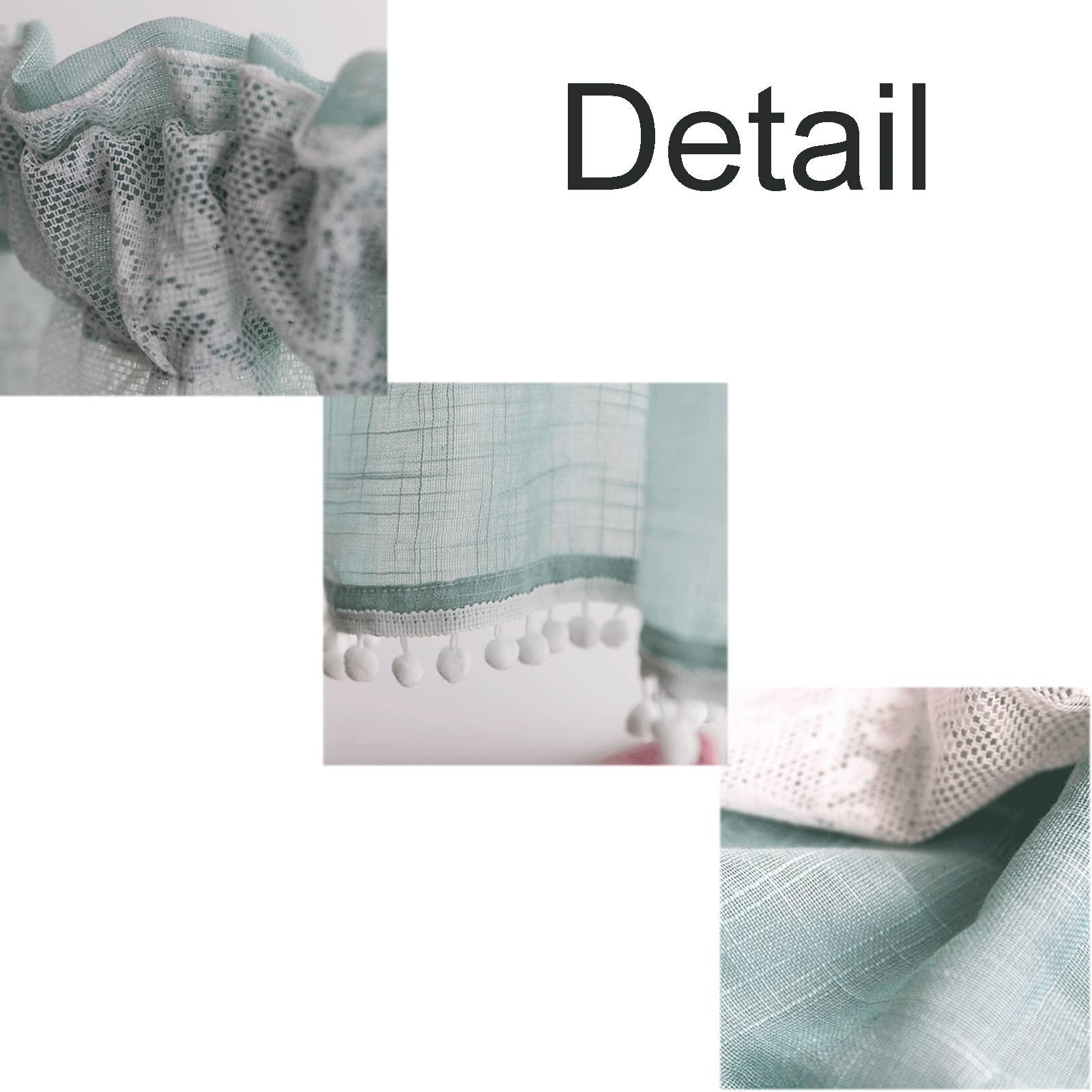 ENNEM Kitchen Blackout Window Curtains Over Sink, Embroidered Half Window Covering Voile Tier Curtains, for Kitchen Windows Treatment Pocket Snow Pom Decor Textured Cafe ( Size : 200*50cm(78.7*19.6in) )