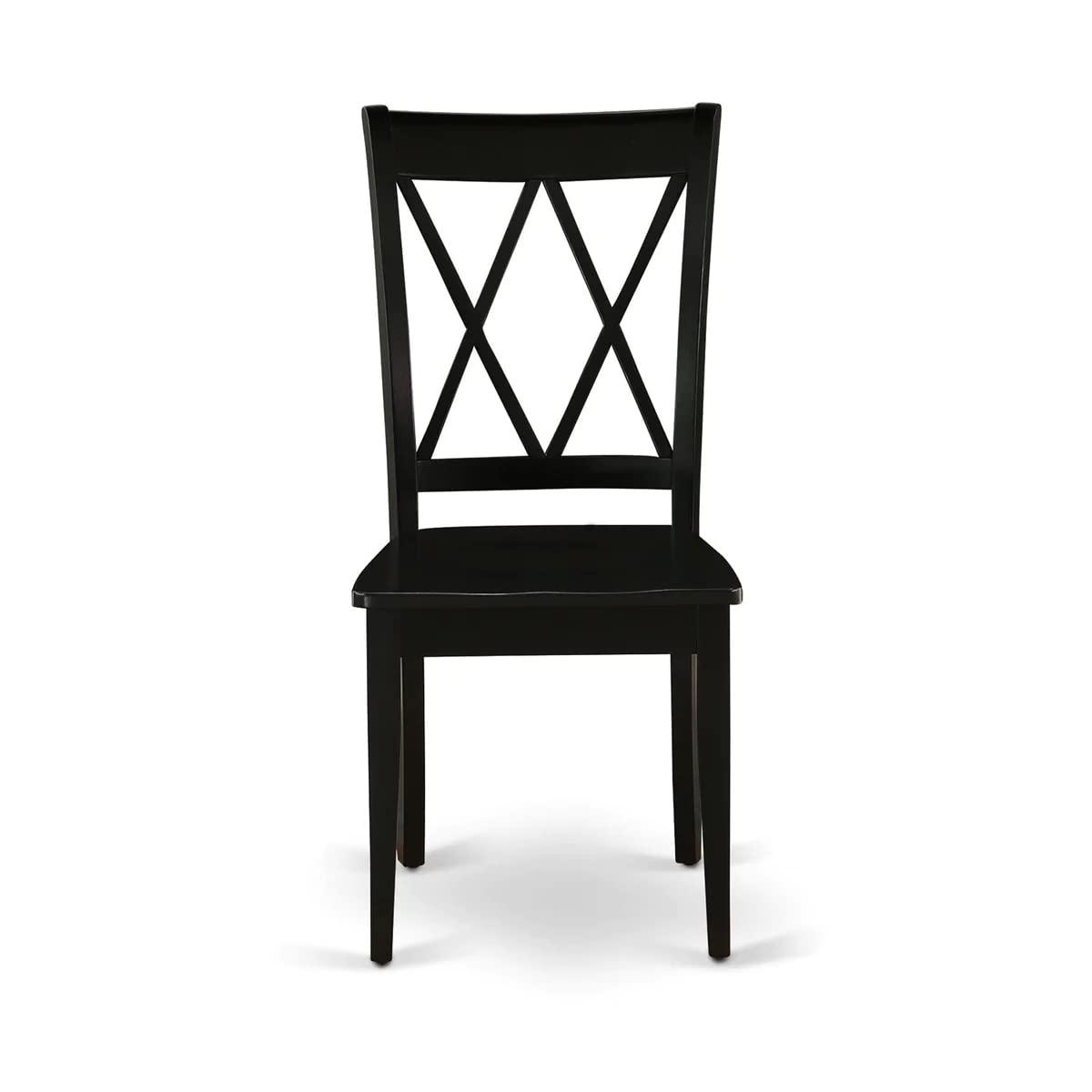 East West Furniture East West Furniture NOCL5-BLK-W 5 Piece Dining Table Set for 4 Includes a Rectangle Kitchen Table with Butterfly Leaf and 4 Dinette Chairs, 32x54 Inch, Black