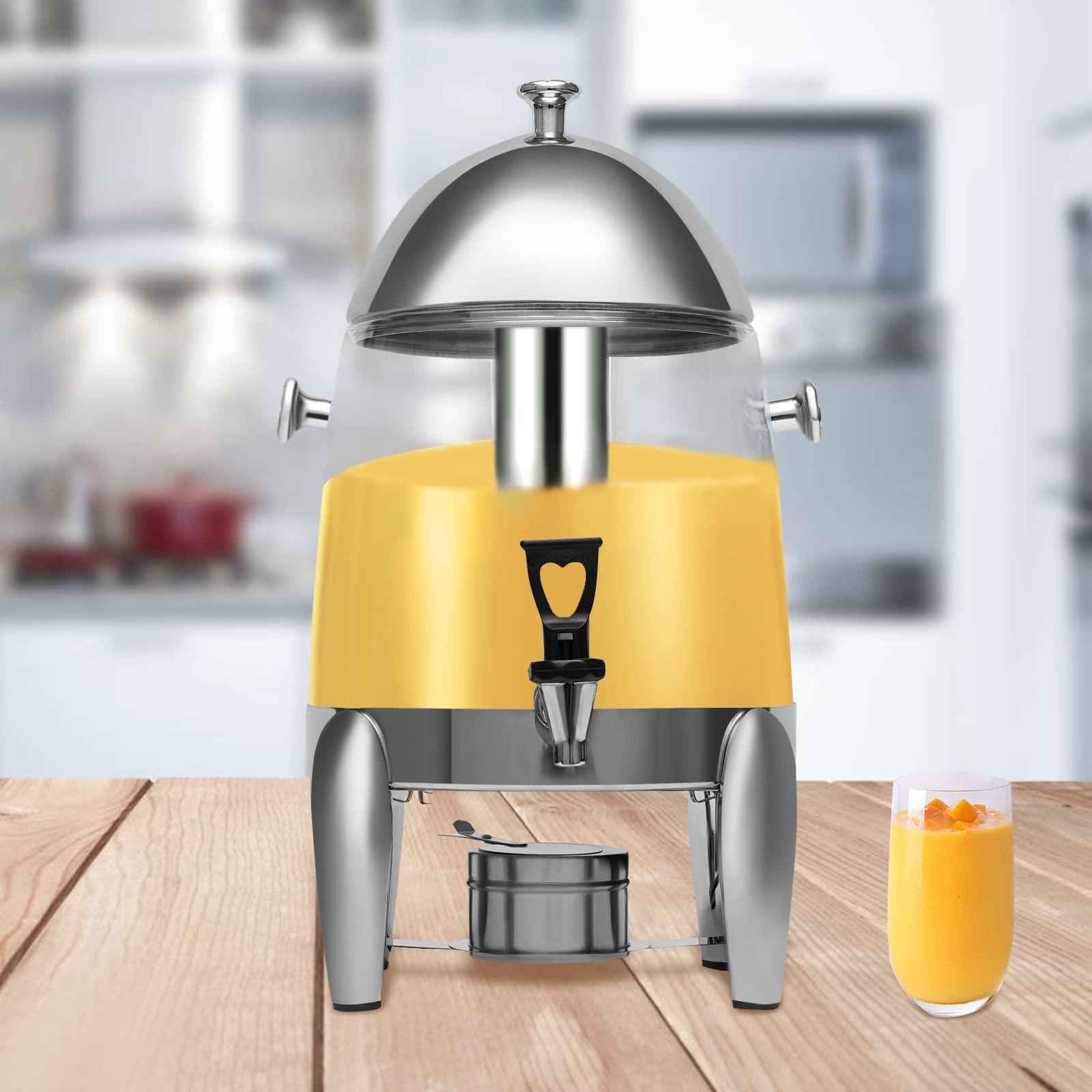 Eapmic 12L Commercial Beverage Dispenser Stainless Steel Cold and Hot Beverage Dispenser Machine with Cold/Heat Preservation Function Juice Tea Drink Dispenser Juice Bucket Drink Buffet Server, Silver