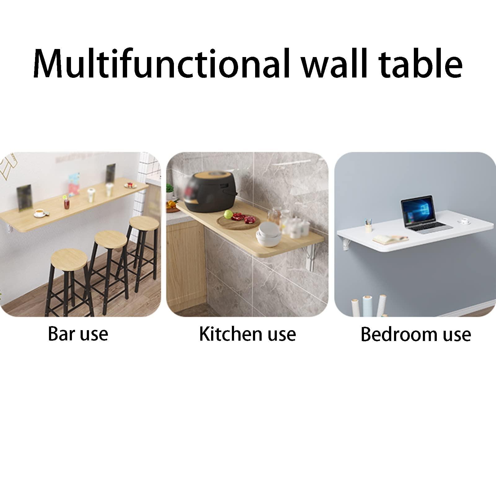ENKEZI ENKEZI Wall Mounted Floating Folding Table, Wooden Desk for Office Home Kitchen, Modern Wood Folding Wall Mounted Desk, Heavy Duty Wall Mount Table Kitchen Dining Table (Size : 60x40cm(23.6x15.7in))