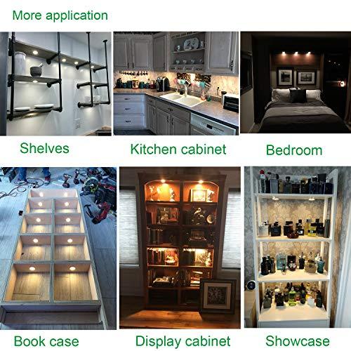 AIBOO AIBOO LED Under Cabinet Lighting Kit 4 Packs of 12V Puck Lights with RF Dimmable Wireless RF Remote Control for Kitchen Counter Accent Lighting(Daylight White)