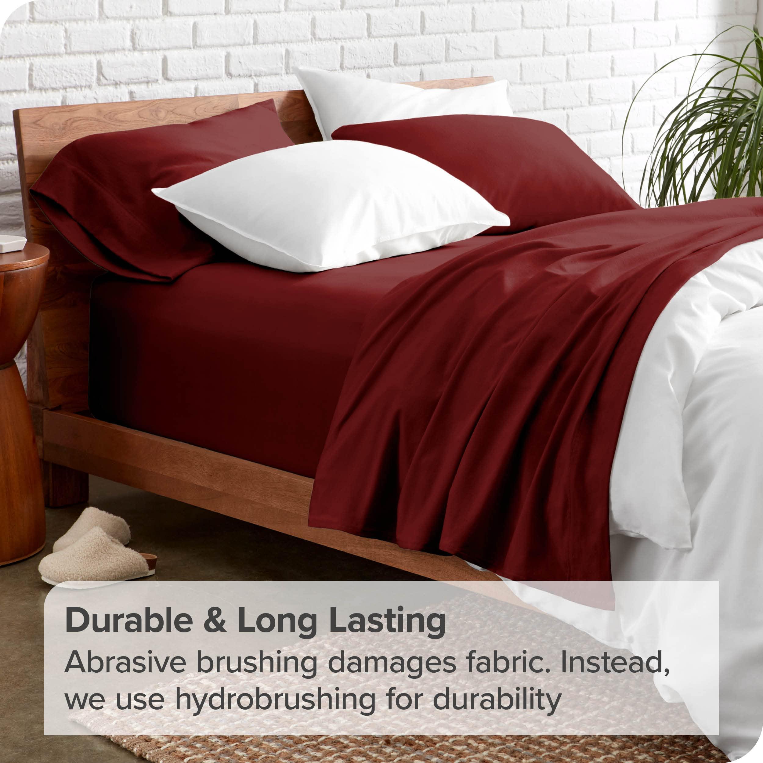 Ammara Linen Ammara Linen 1000 Thread Count Egyptian Cotton Wine Sheets Set 4 Piece with 21 Inches Deep Pocket Long Staple Hotel Quality Breathable Soft Silky Sateen Weave - Full Sheet Set