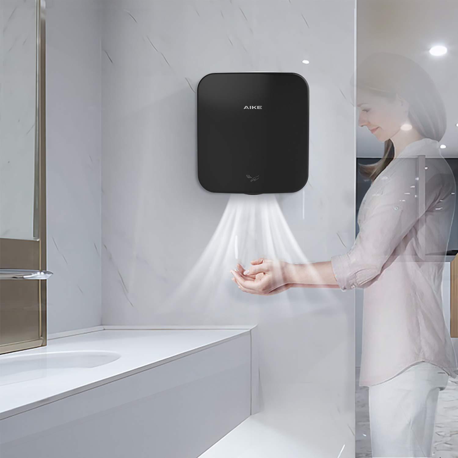 AIKE AIKE Heavy Duty Jet Cube High Speed Hand Dryer For Bathroom 110V 1400W, Model AK2800C Matt Black Painted Cover
