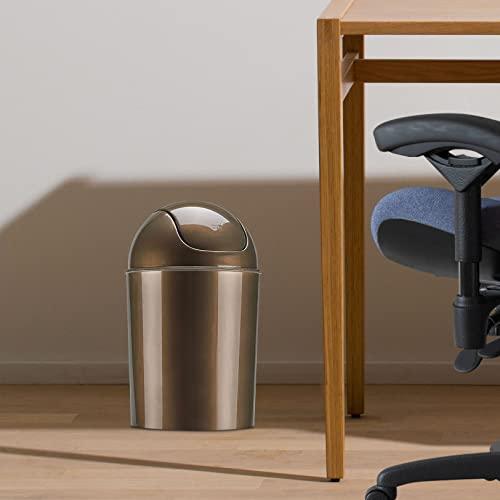 Umbra Umbra Mini Waste Can 1-1/2 Gallon with Swing Lid, Bronze, Grey/Steel