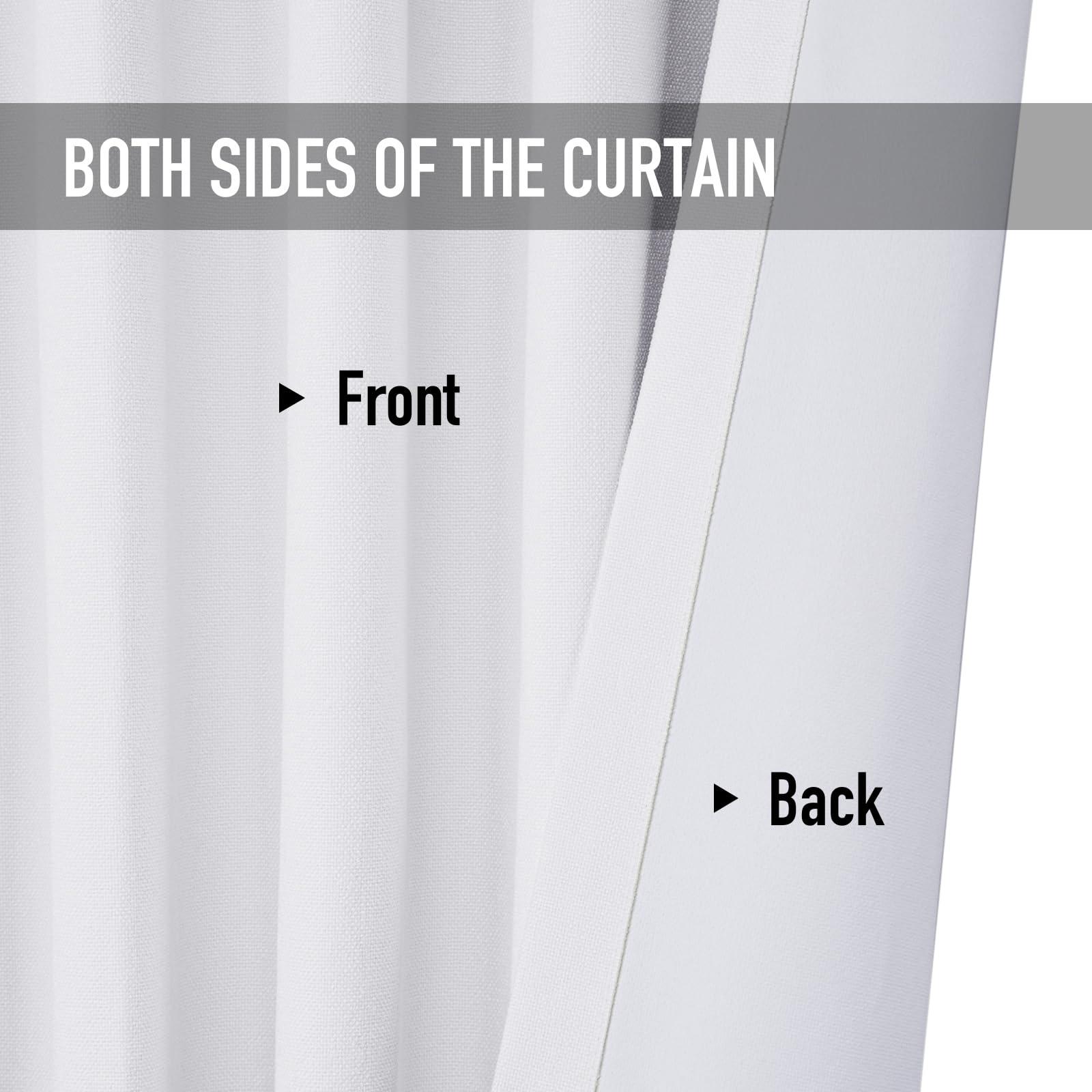 100% Blackout Shield 100% Blackout Shield Linen Blackout Curtains for Bedroom, Thermal Insulated Curtains 96 Inch Length 2 Panels Set, Grommet Drapes for Living Room, 50 W x 96 L, Bright White