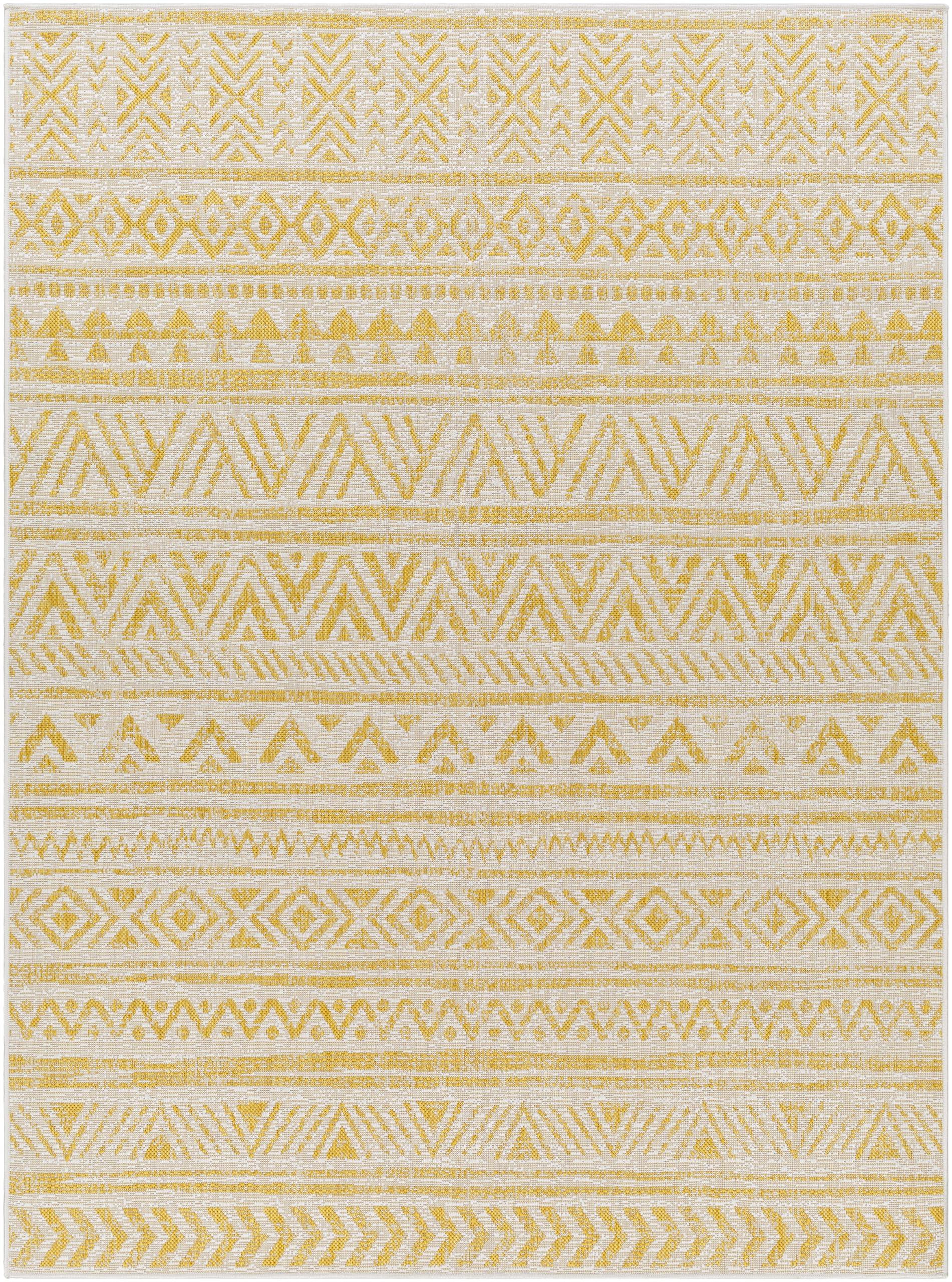 MARK & DAY Mark&Day Outdoor Rugs, 7x7 Goff Global Indoor/Outdoor Saffron Square Area Rug, Non Shedding Yellow Carpet for Patio, Porch, Deck, Bedroom, Living Room or Kitchen (6'7" Square)