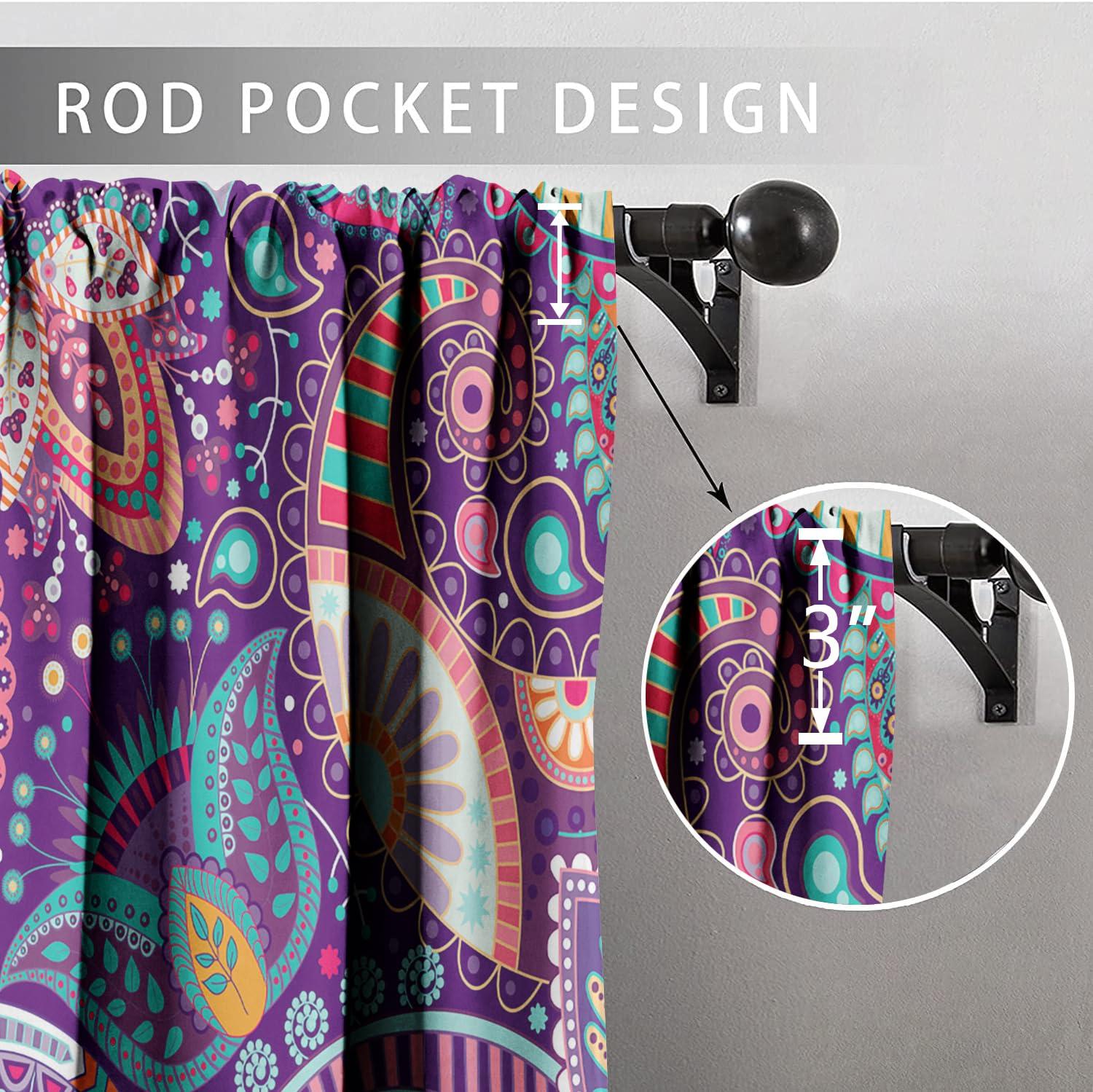 Vfrtgbnhy Vfrtgbnhy Paisley Blackout Curtains, Thermal Insulated Drapes for Bedroom/Living Room/Kitchen, Flowers Pattern Rod Pocket Fabric Window Curtain 2 Panel Set, 36 Width x 54 Length