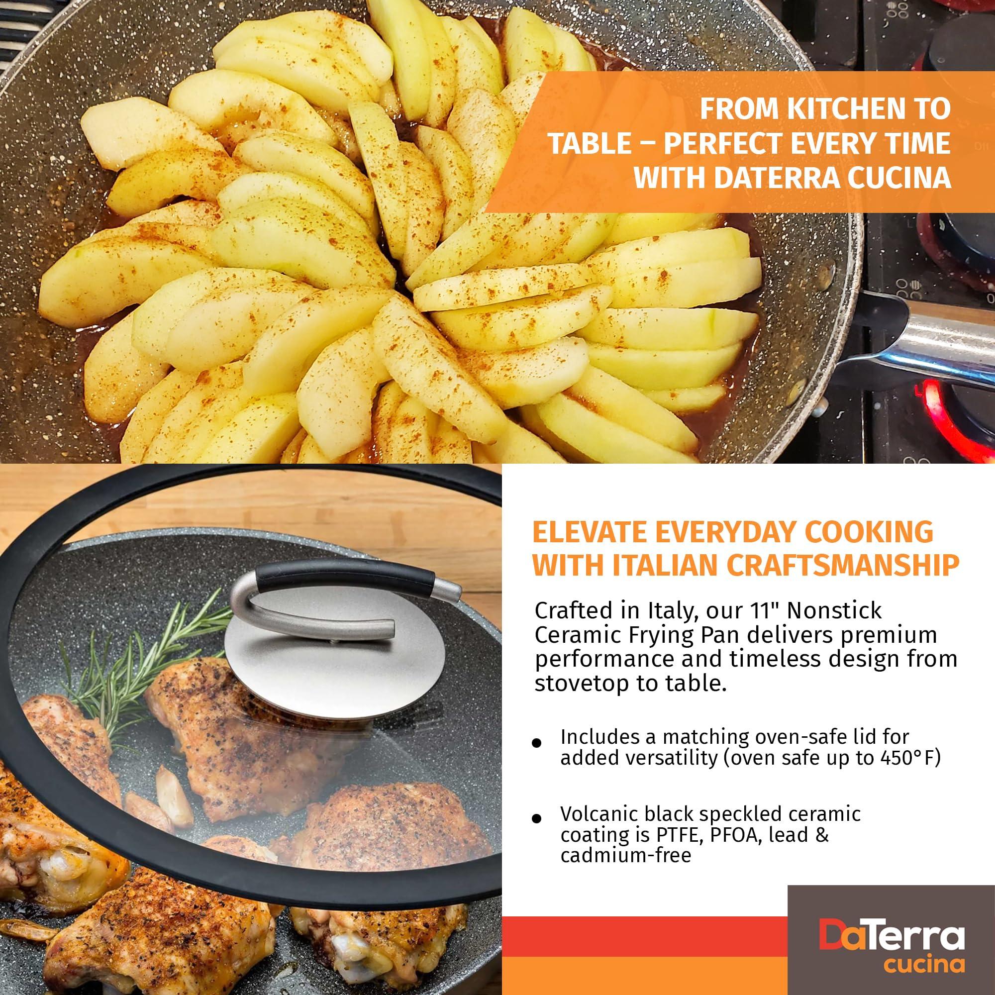 DaTerra Cucina DaTerra Cucina 11 Nonstick Frying Pan w/Lid | Made in Italy | PTFE, Cadmium, Lead and PFOA free proprietary nontoxic ceramic coating