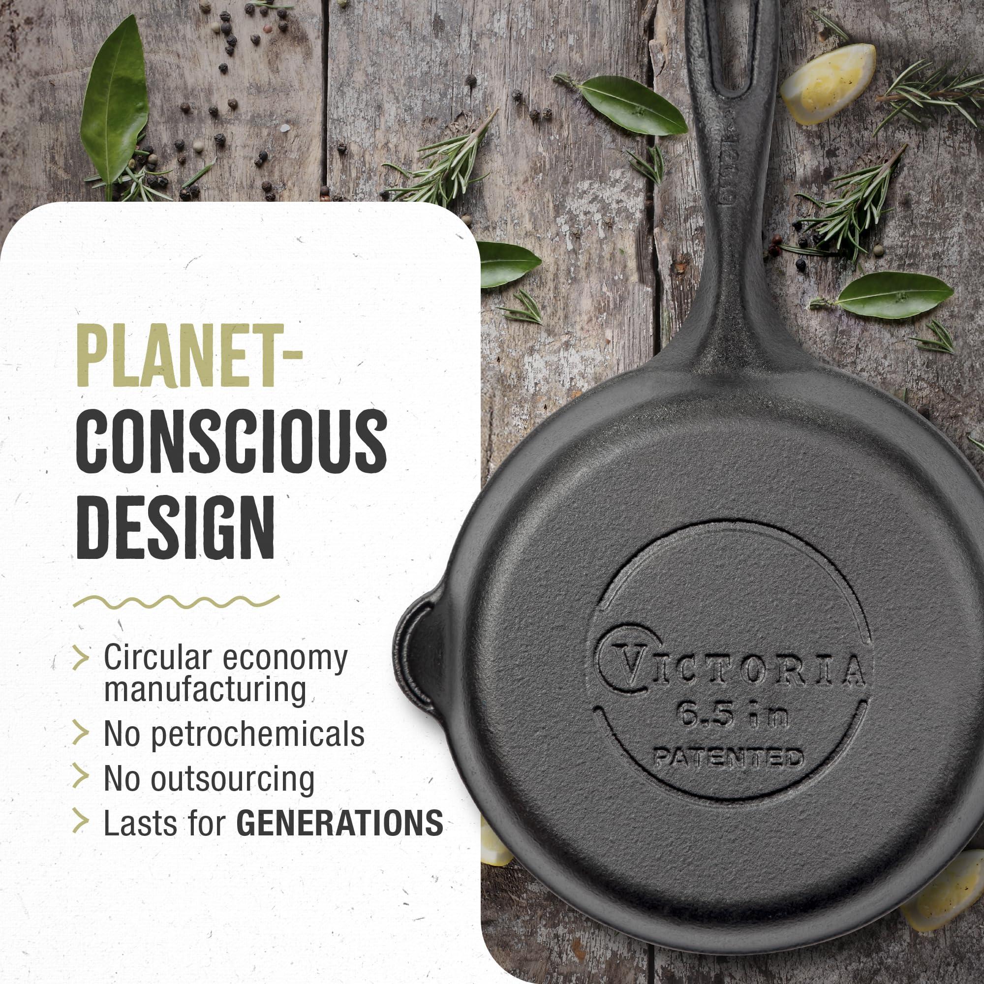 Victoria Victoria 6.5 Inch Mini Cast Iron Skillet. Small Frying Pan,Seasoned with 100% Kosher Certified Non-GMO Flaxseed Oil (SKL-206)