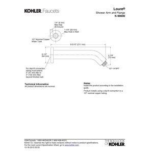 Kohler KOHLER K-99690-CP Loure Shower Arm and Flange, Polished Chrome