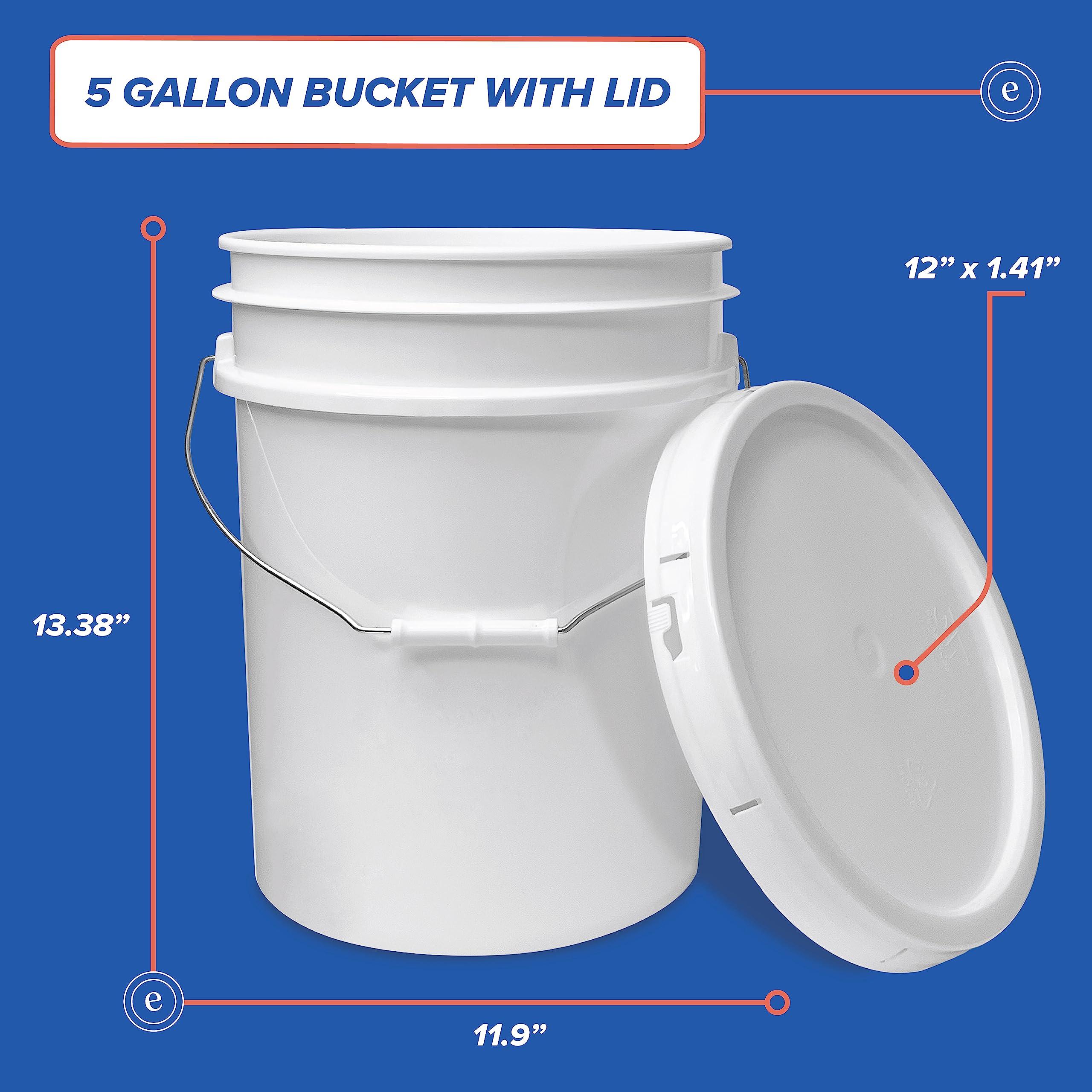ePackageSupply ePackageSupply 5 Gallon White Bucket Pail Container with Airtight Lid I Food Grade Bucket | BPA-Free I Heavy Duty & Durable | 90 Mil Thick Premium HPDE Plastic | 1 Count |Made in USA