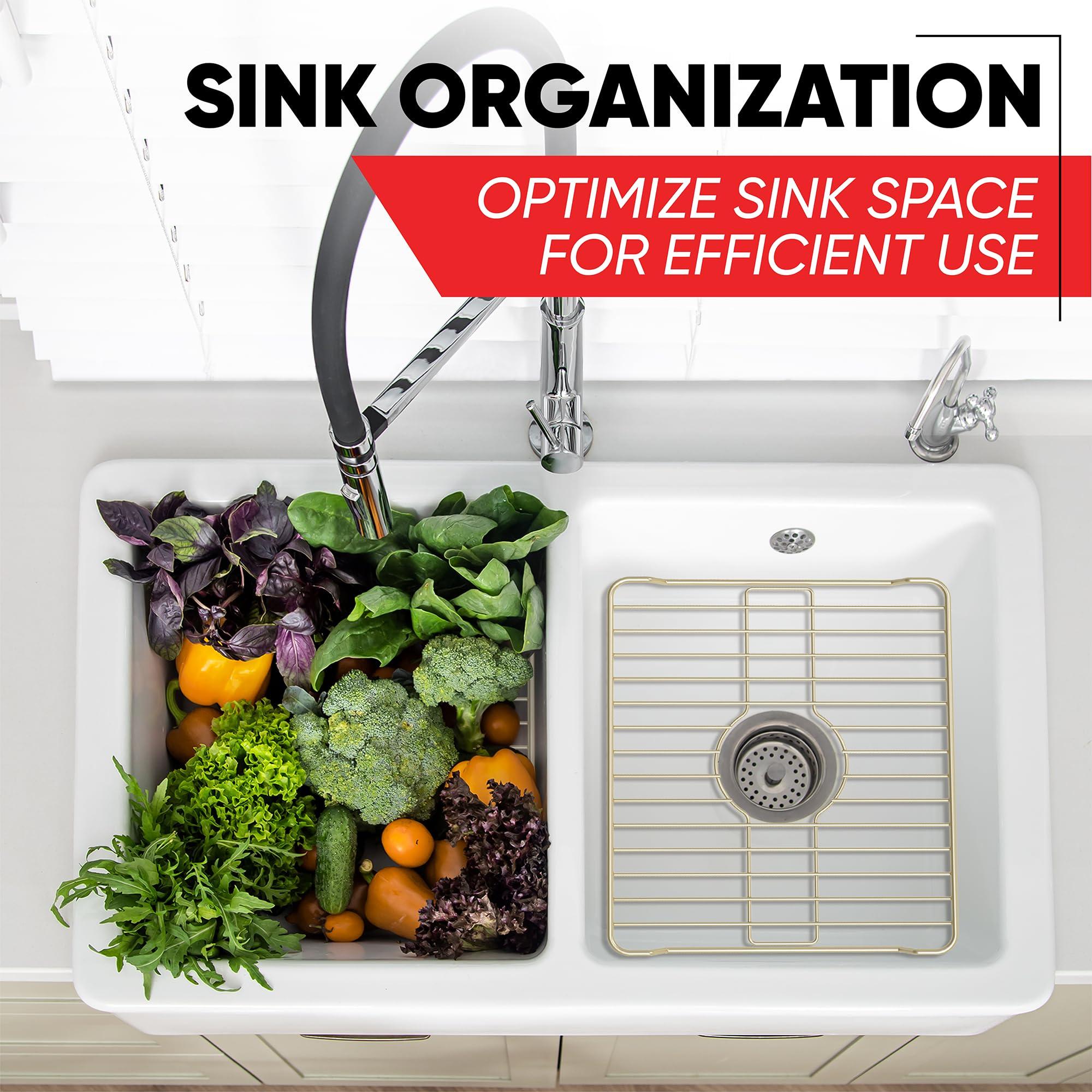 Better Houseware Better Houseware Sink Protector Prevents Scratches Sink Rack for Bottom of Sink White Sink Mat Sink Protectors for Kitchen Sink Metal 18.1 x 12.3 x 1