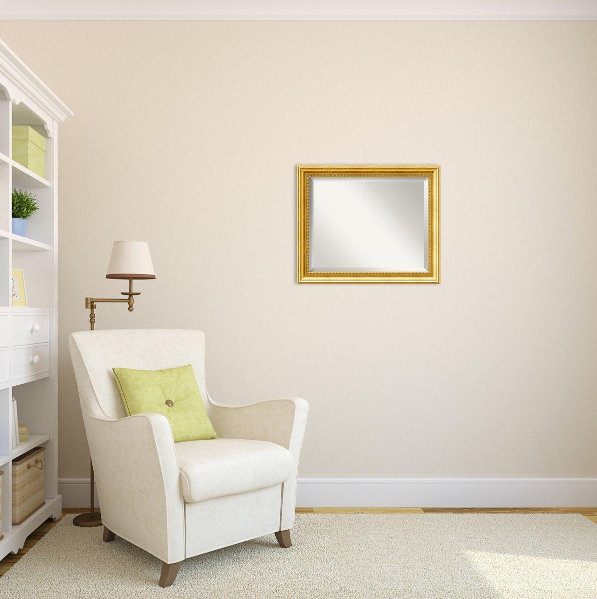 Amanti Art Amanti Art Gold Wall Mirror 24x20 Townhouse Gold Rectangle Bathroom Mirror for Wall Decor Living Room, Small Traditional Wood Frame, Hangs Horizonally and Vertically, Bathroom Decor, Beveled Edge