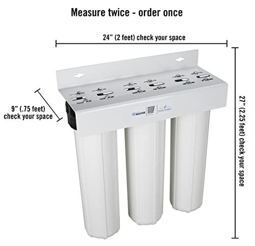 Home Master Home Master Whole House Three Stage Water Filtration System with Fine Sediment, Iron and Carbon, Blue