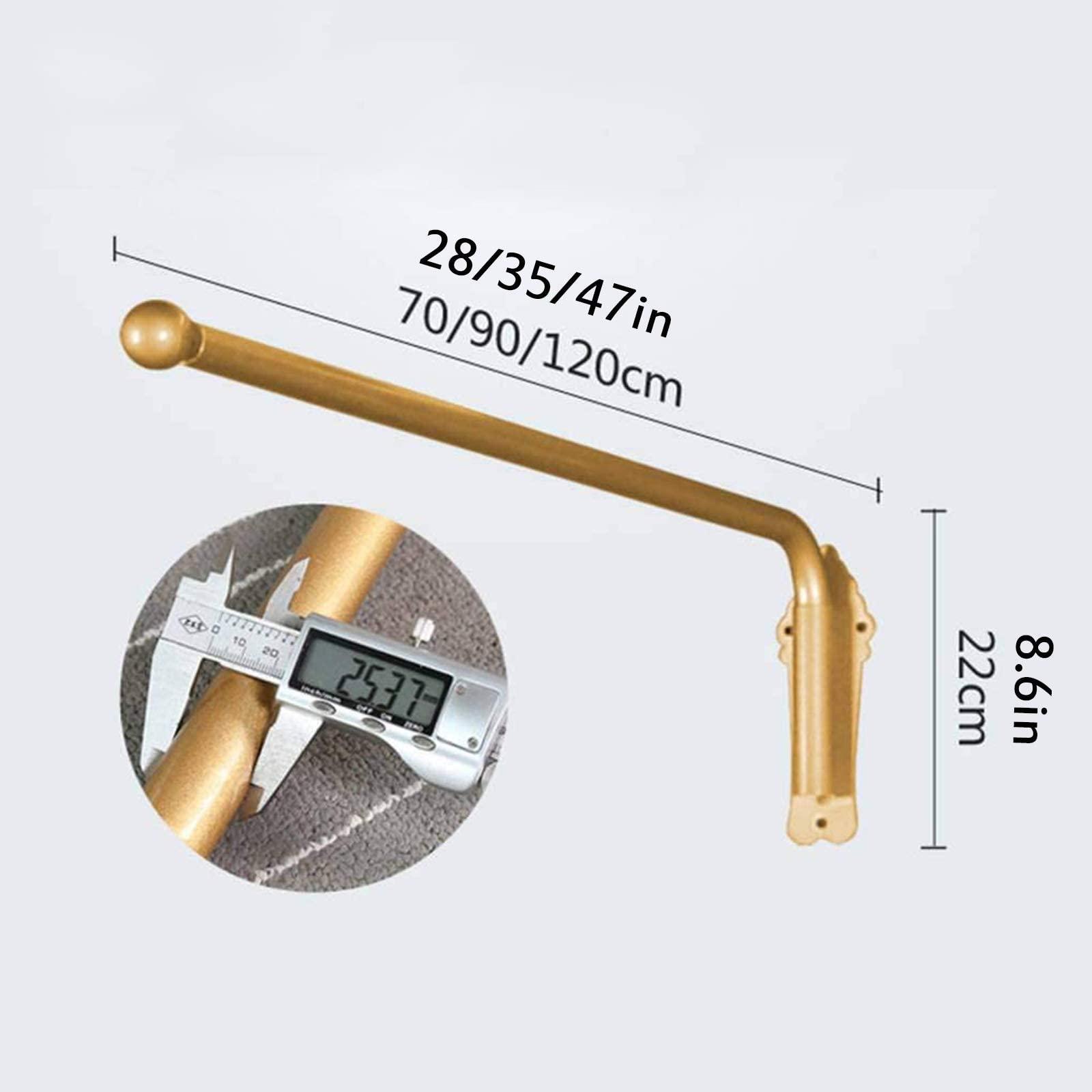 CAMZ CAMZ 2 Piece Swing Arm Curtain Rods, Iron Rod with Mounting Hardware Heavy Duty 40kg 180 Swing Window Curtain Display Stand for Store Kitchen Bathroom (Gold 120cm/47in)