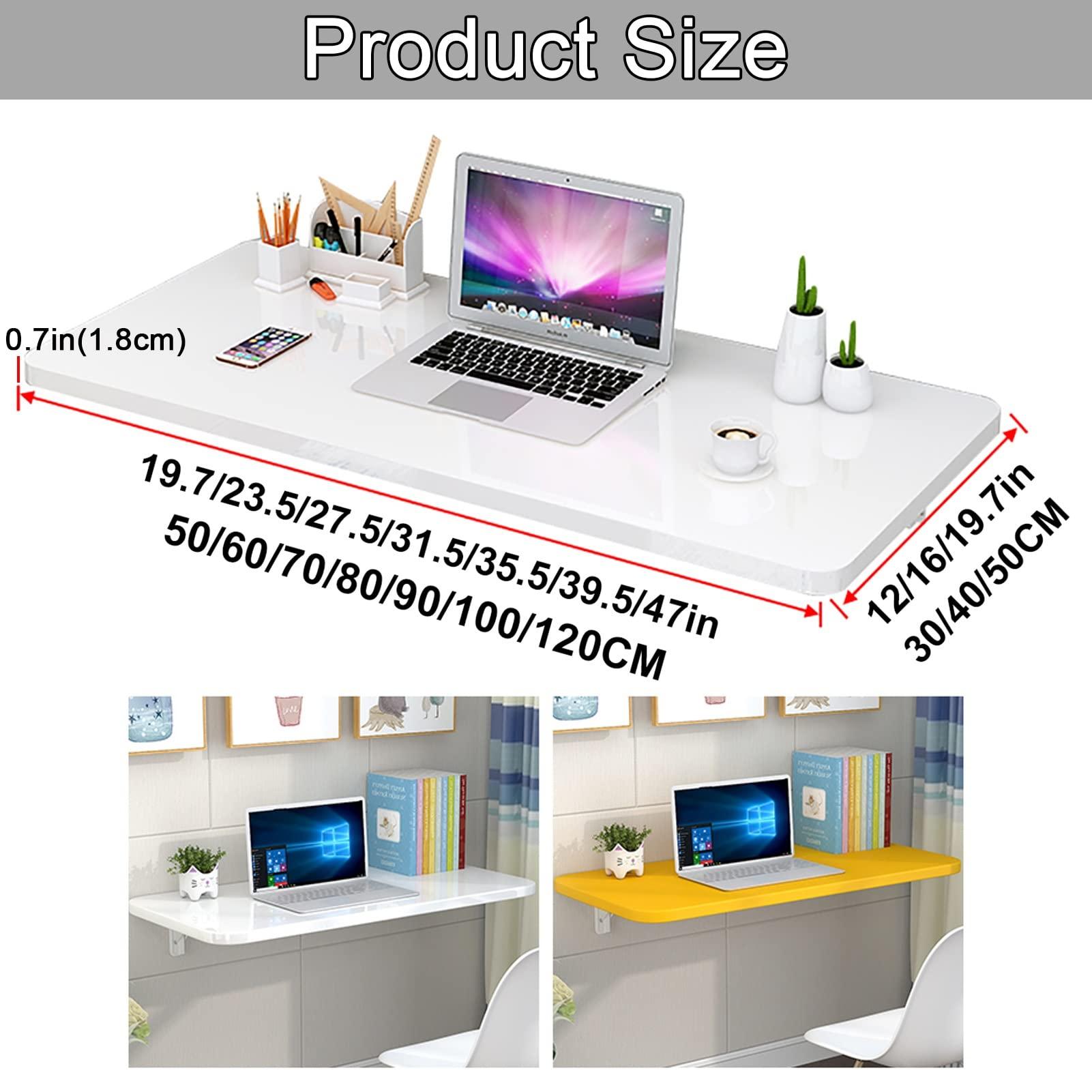 HARELA HARELA 1\"(2.5cm) Thick Folding Wall-Mounted Drop-Leaf Table/Laundry Folding Table, Heavy Duty Folding Table for Home Office/Laundry Room/Kitchen (Color : White, Size : 19.7 * 16in(50 * 40cm))